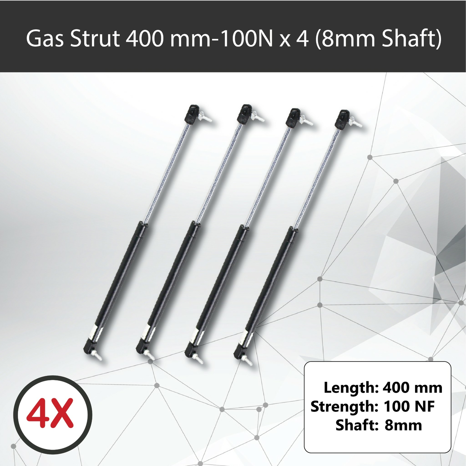 Gas Strut 400mm 100N x4 8mm Shaft 160mm Stroke Caravans Trailers Canopy Tent