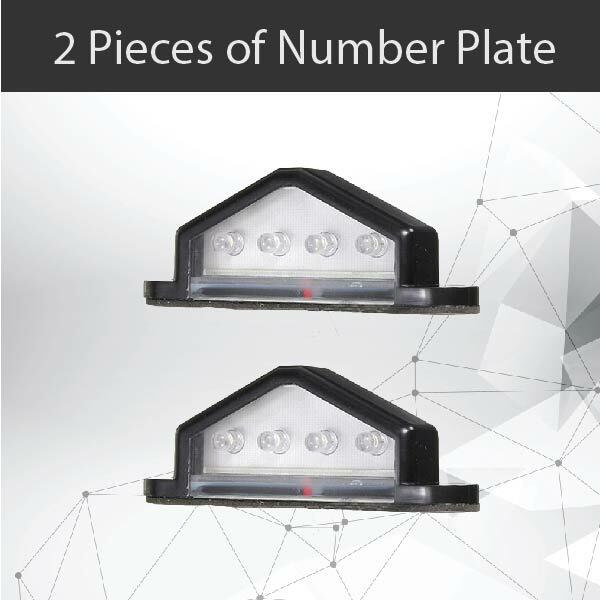 2 LED Number Plate Lights 10-30V White 90mm Trailer Truck Ute Caravan 4 LEDs