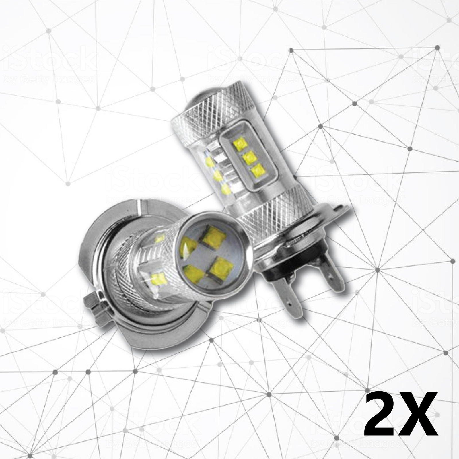 2 H7 80W LED Fog Light Bulbs 6500K White 8000LM 12V-24V High Beam Driving Car