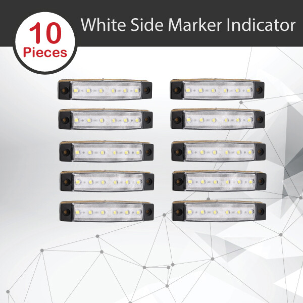 10x LED White Side Marker Clearance Trailer Lights Lamp Indicator Truck 12V