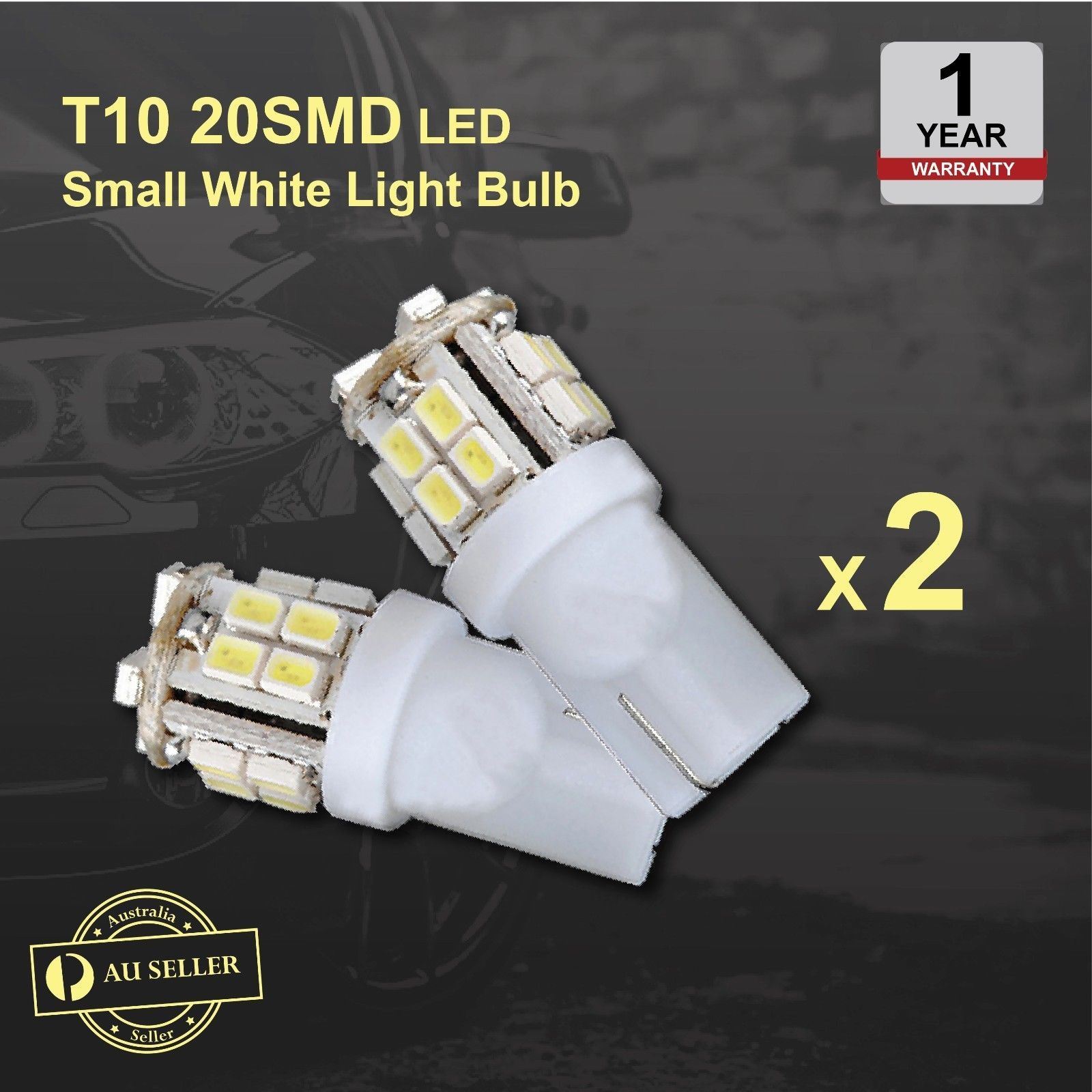 T10 20 SMD 6000K LED White Wedge 168 2825 W5W 12V DC 2pcs Parking Light