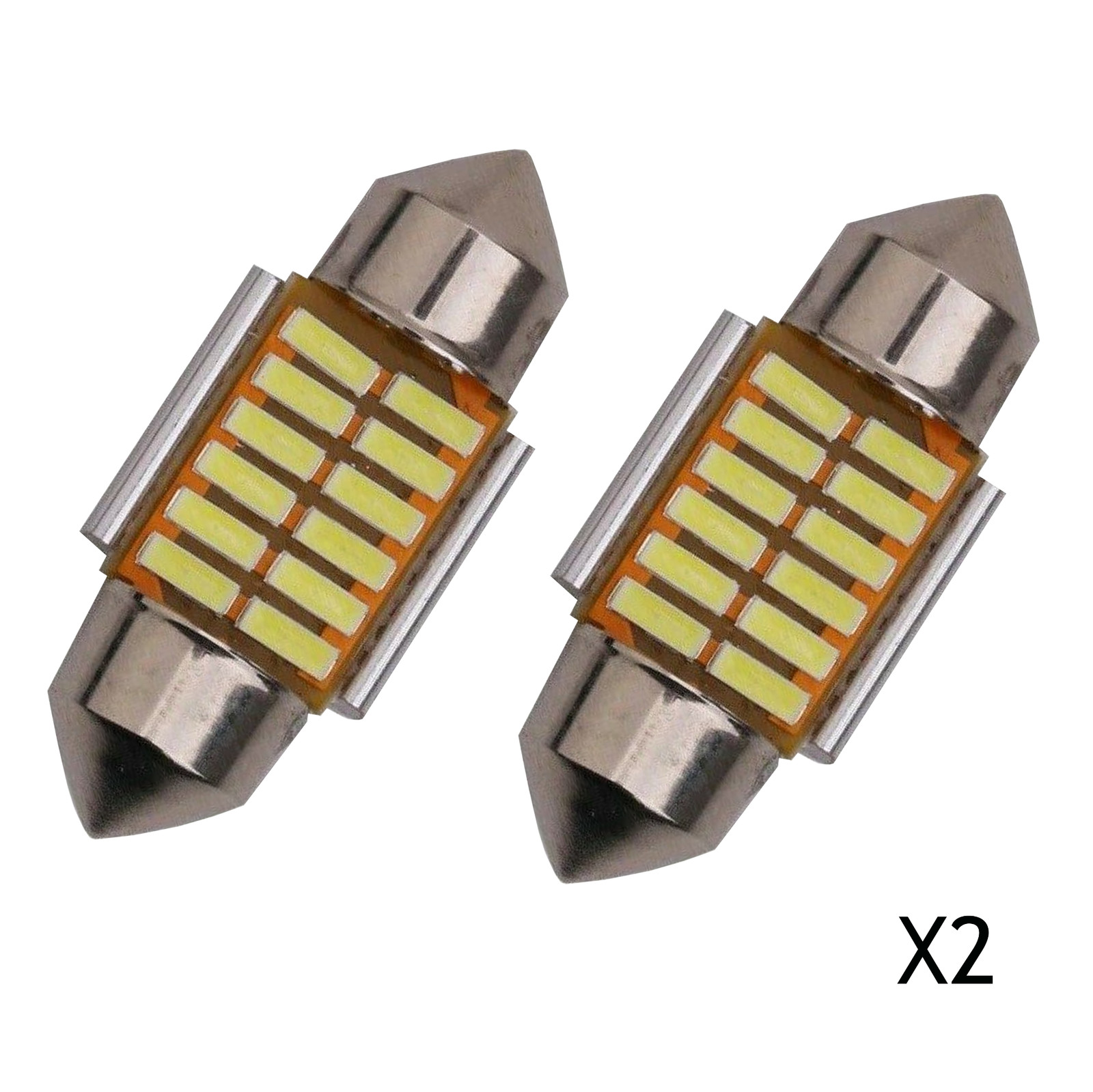 2pc 12V 31MM 12 SMD Festoon Interior Light Bulb Bright White DE3021 DE3022 3528