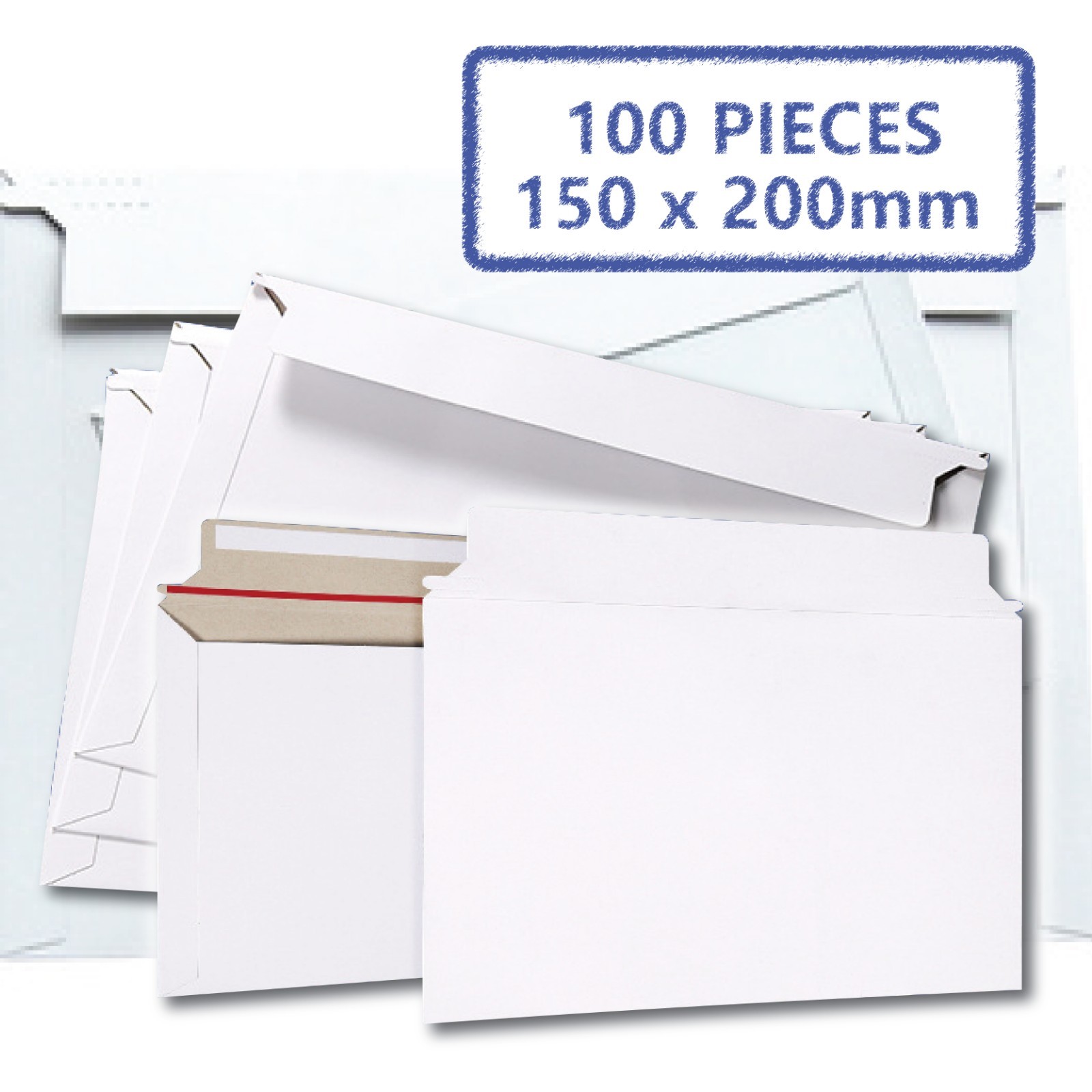 100PCS Card Mailer Envelopes 300gsm Rigid 150 x200mm White Self-seal Closure