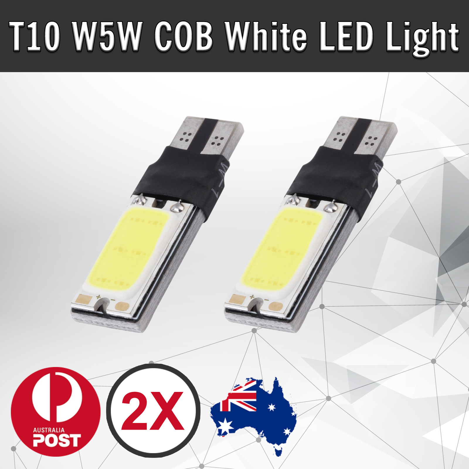 2pcs COB T10 W5W WHITE LED Parking Light WEDGE BULB DC 12V Rear 5w 5500K-6500K