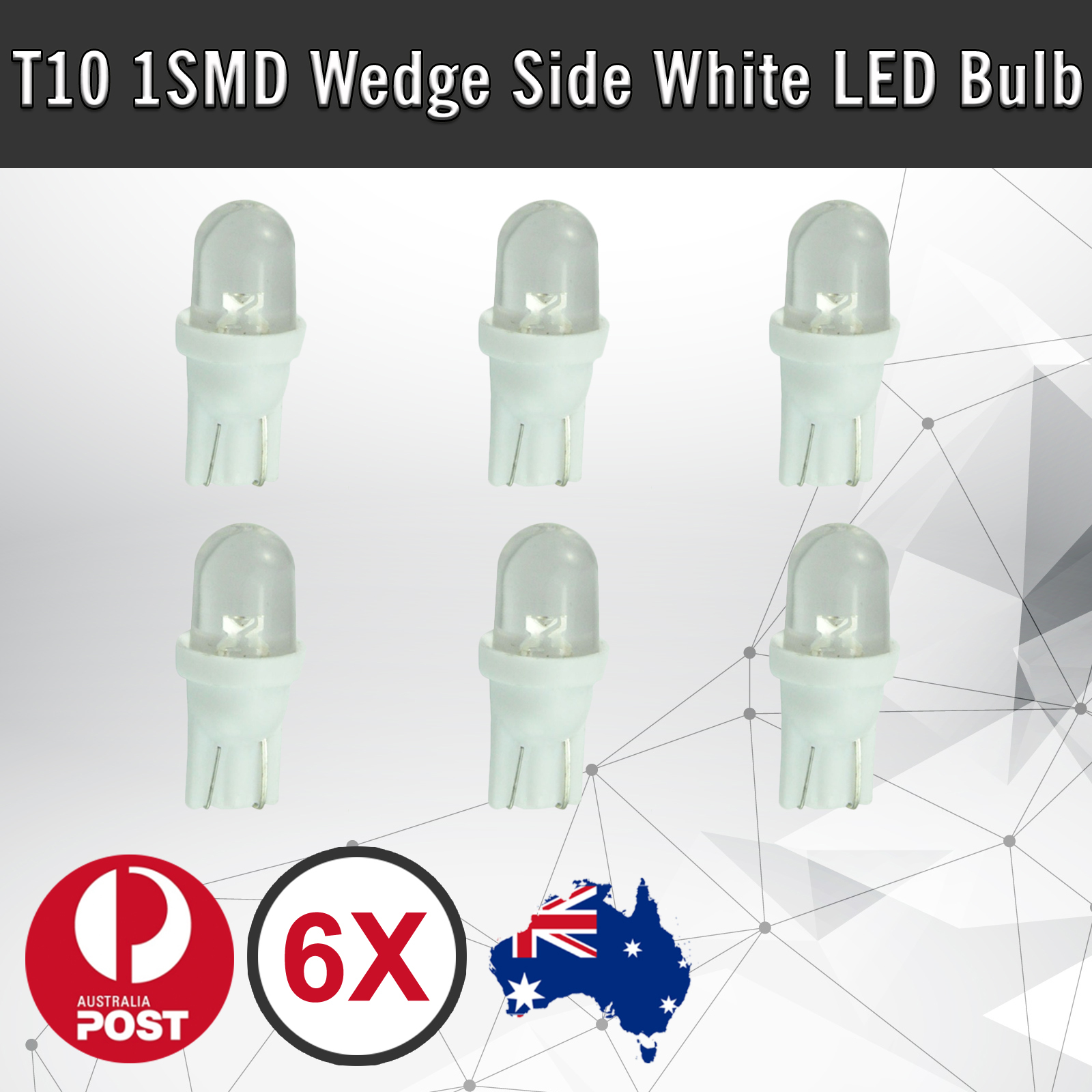 6pcs T10 168 194 501 W5W White LED Wedge Bulb Number Plate 12V Indicator Light