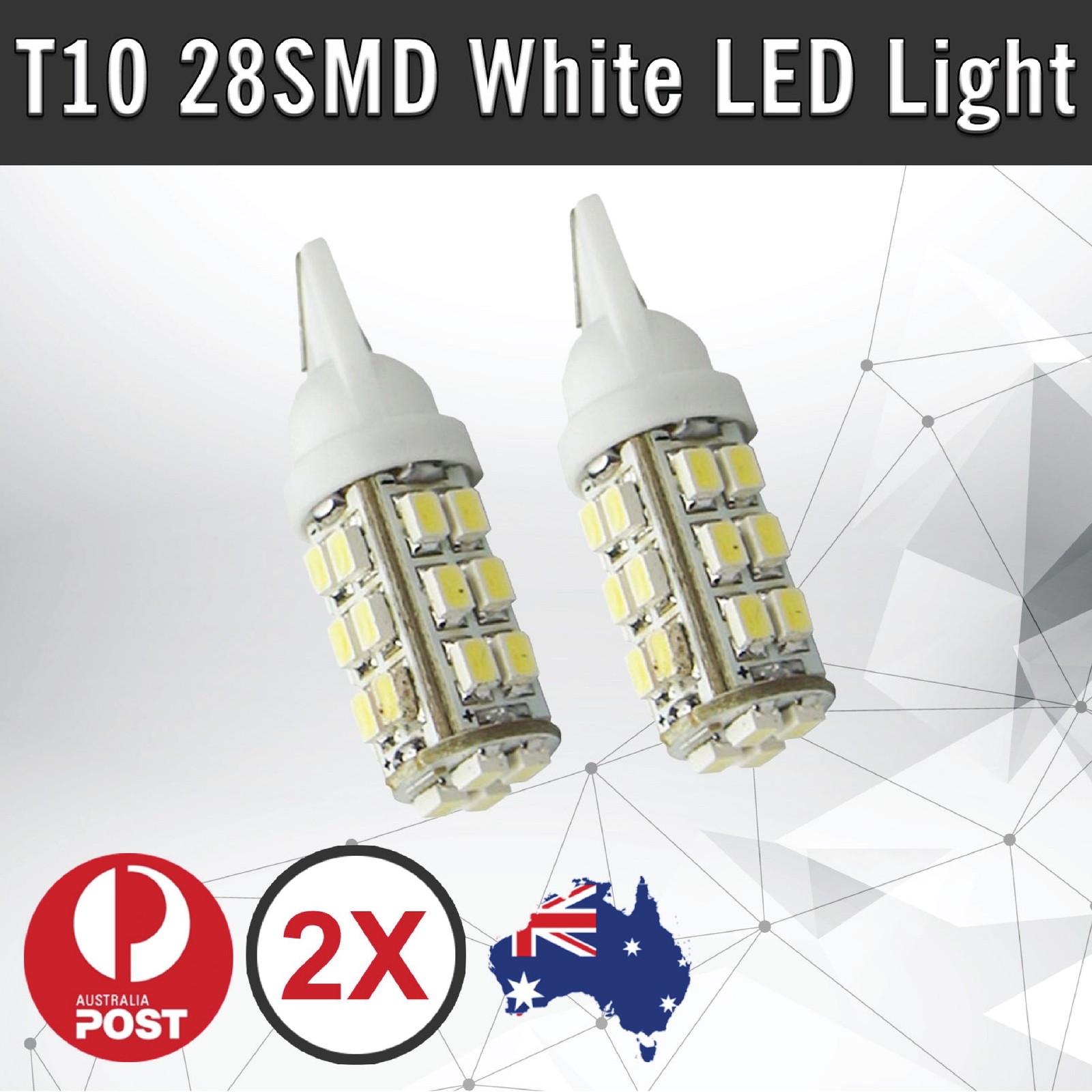 2pcs T10 28 SMD LED W5W 168 194 White Interior Panel Wedge Light Bulb 12V DC