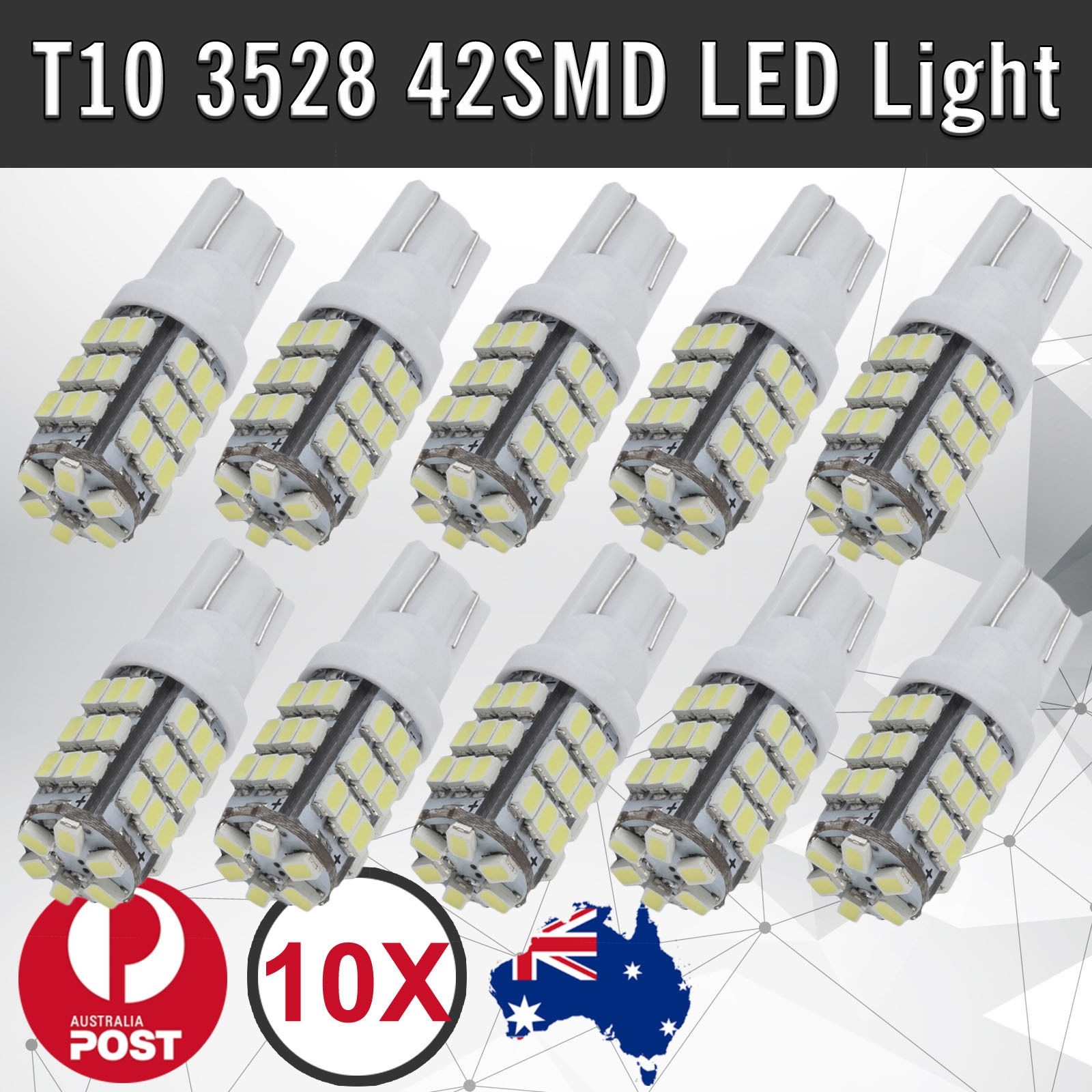 10x T10 168 194 W5W 42SMD LED White Wedge Light 12V 250LM Parking Sidelight Rear