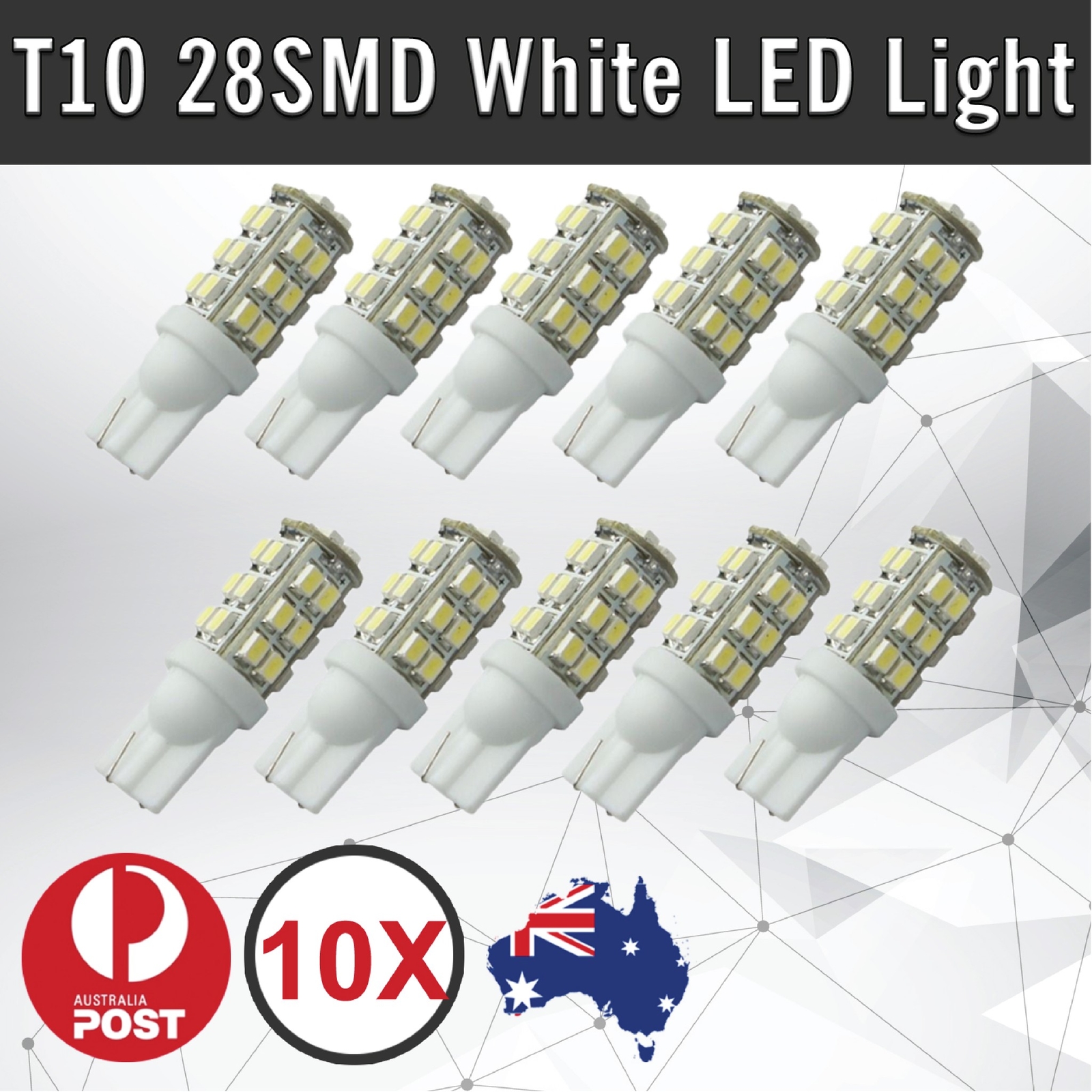 10pcs T10 W5W 168 194 28 SMD LED White Wedge Bulb 12V DC Instrument Panel Light