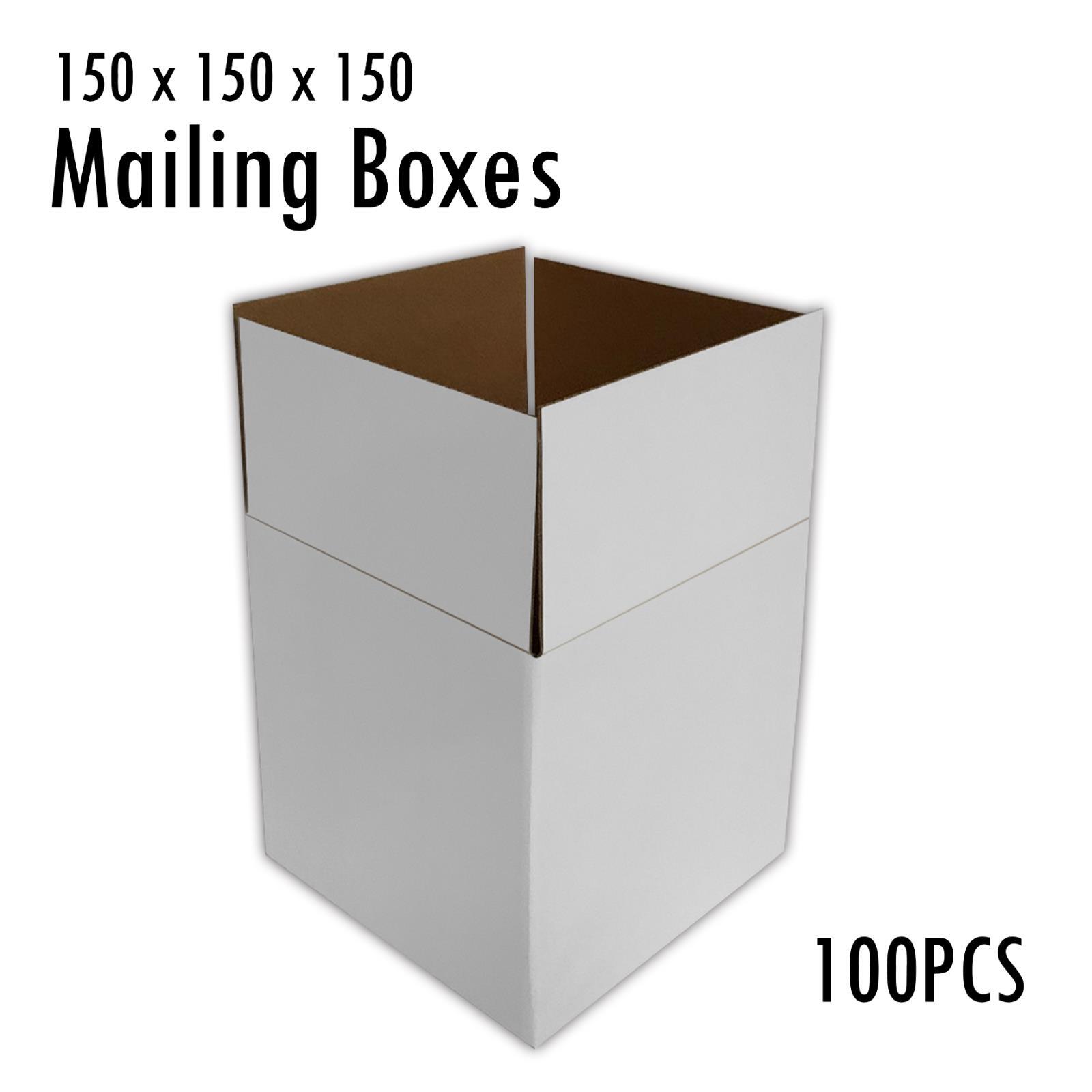 100pcs Corrugated Cardboard Mailing Boxes 150x150x150mm Cube Double Wall White