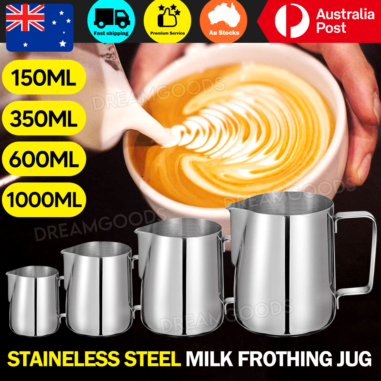 Milk Frothing Jug Stainless Steel Silver 150ML Latte Espresso Coffee Pitcher