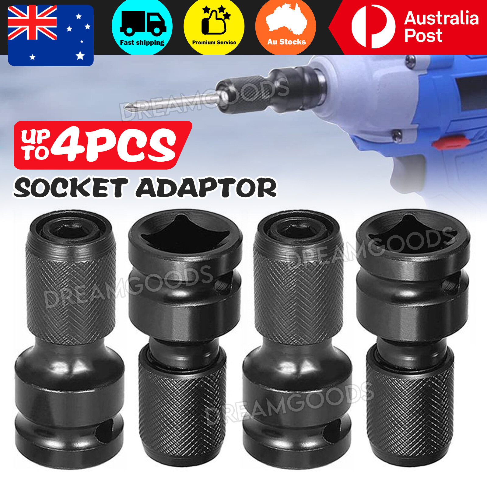 1/2inch Drive to 1/4inch Hex Shank Adapter Impact Wrench 2PCS Tungsten steel