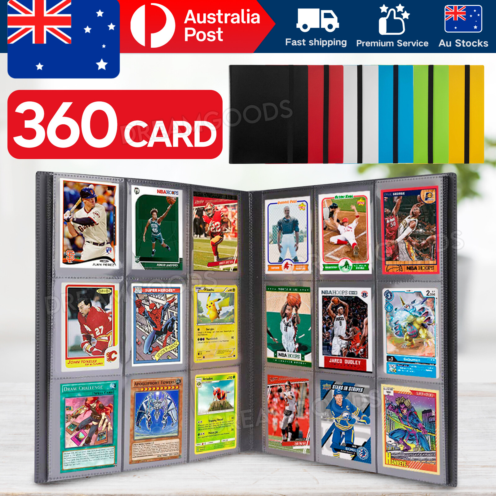 360 Cards Trading Binder 9-Pocket Album Waterproof Hardcover Black PP 20 Pages
