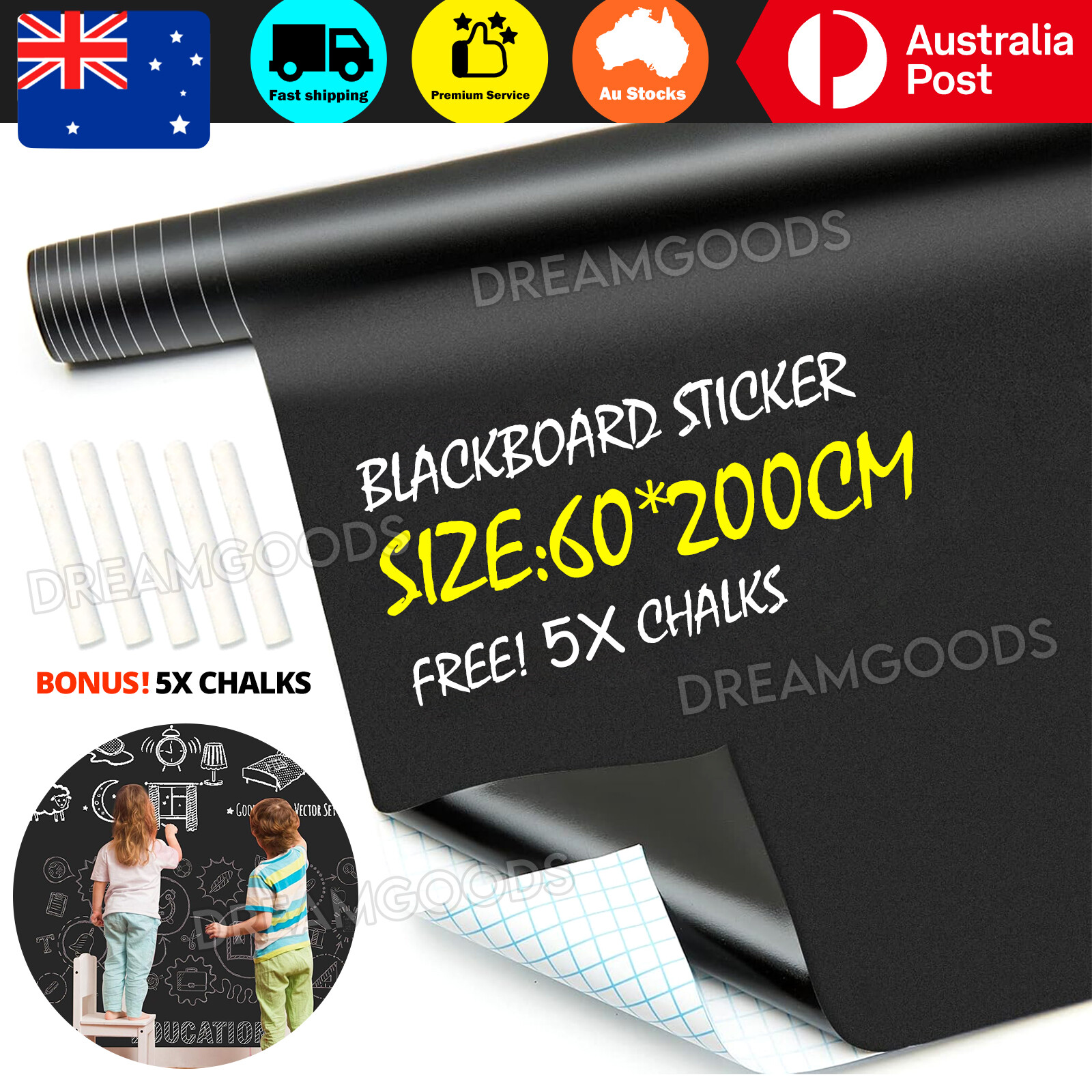 Blackboard Wall Sticker Removable Vinyl Decal 60 200cm Black White Chalks