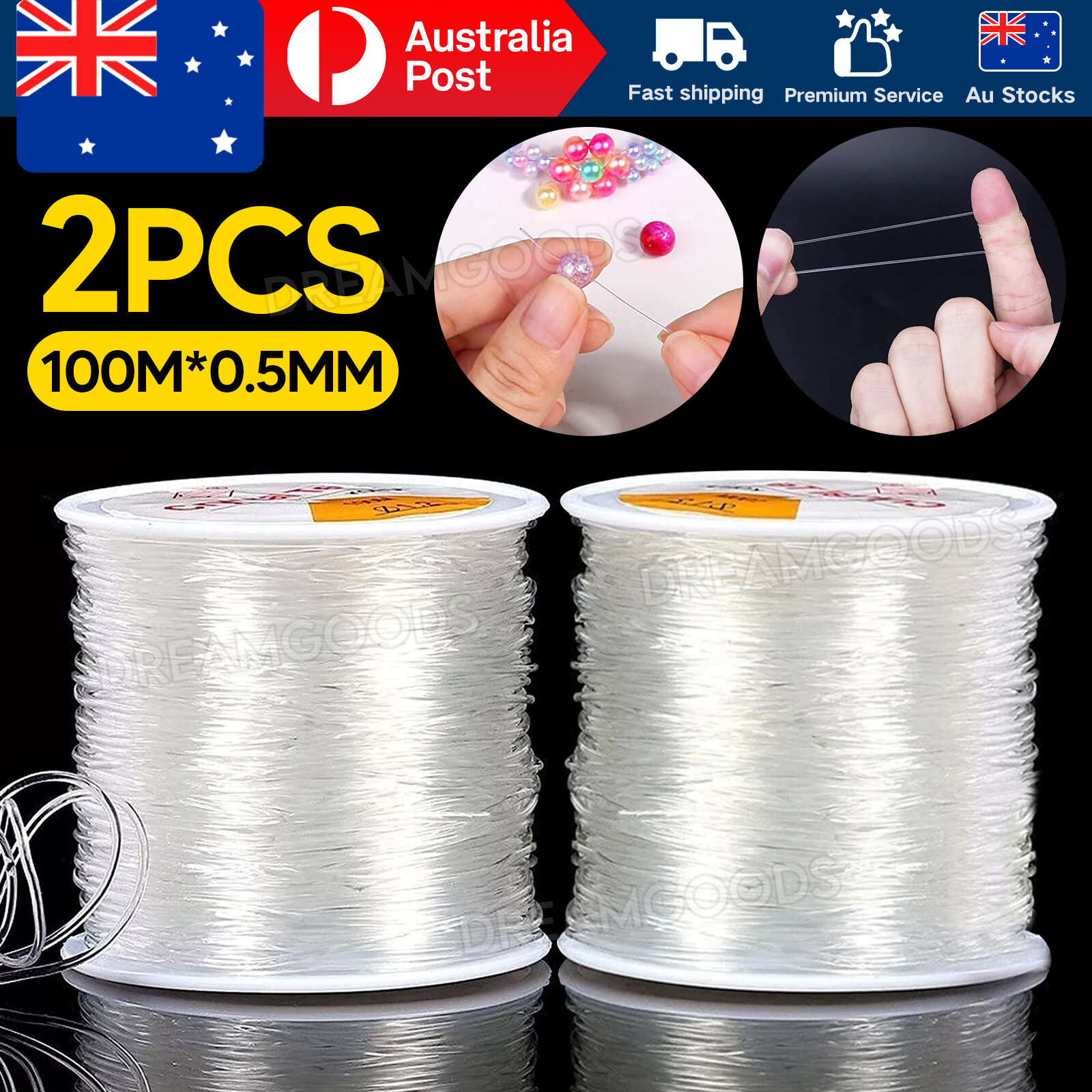 2 Roll Super Strong Stretch Clear Elastic Beading Thread 0.5mm 100m DIY Jewelry