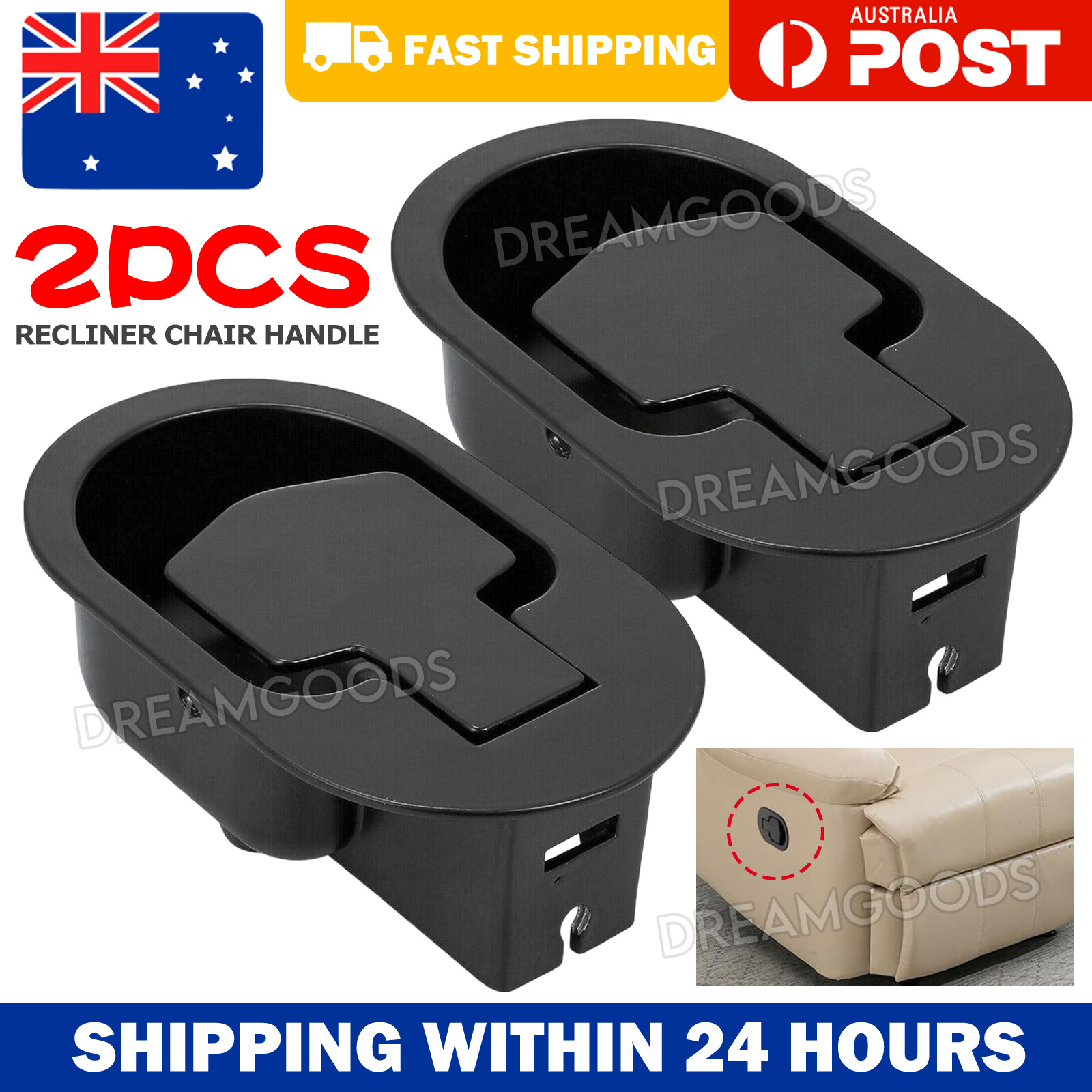 2Pcs Recliner Chair Sofa Couch Release Lever Handle Replacement Black ABS 11CM