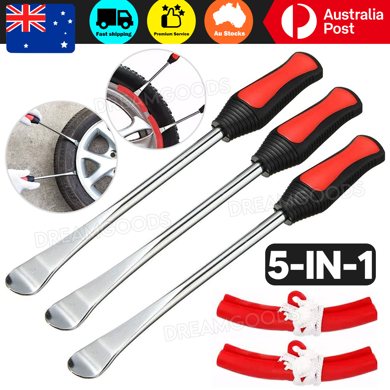 5X Tyre Levers Tire Irons Motorcycle Tool Kit 29x3.3x2.5cm Rim Protector Sheaths
