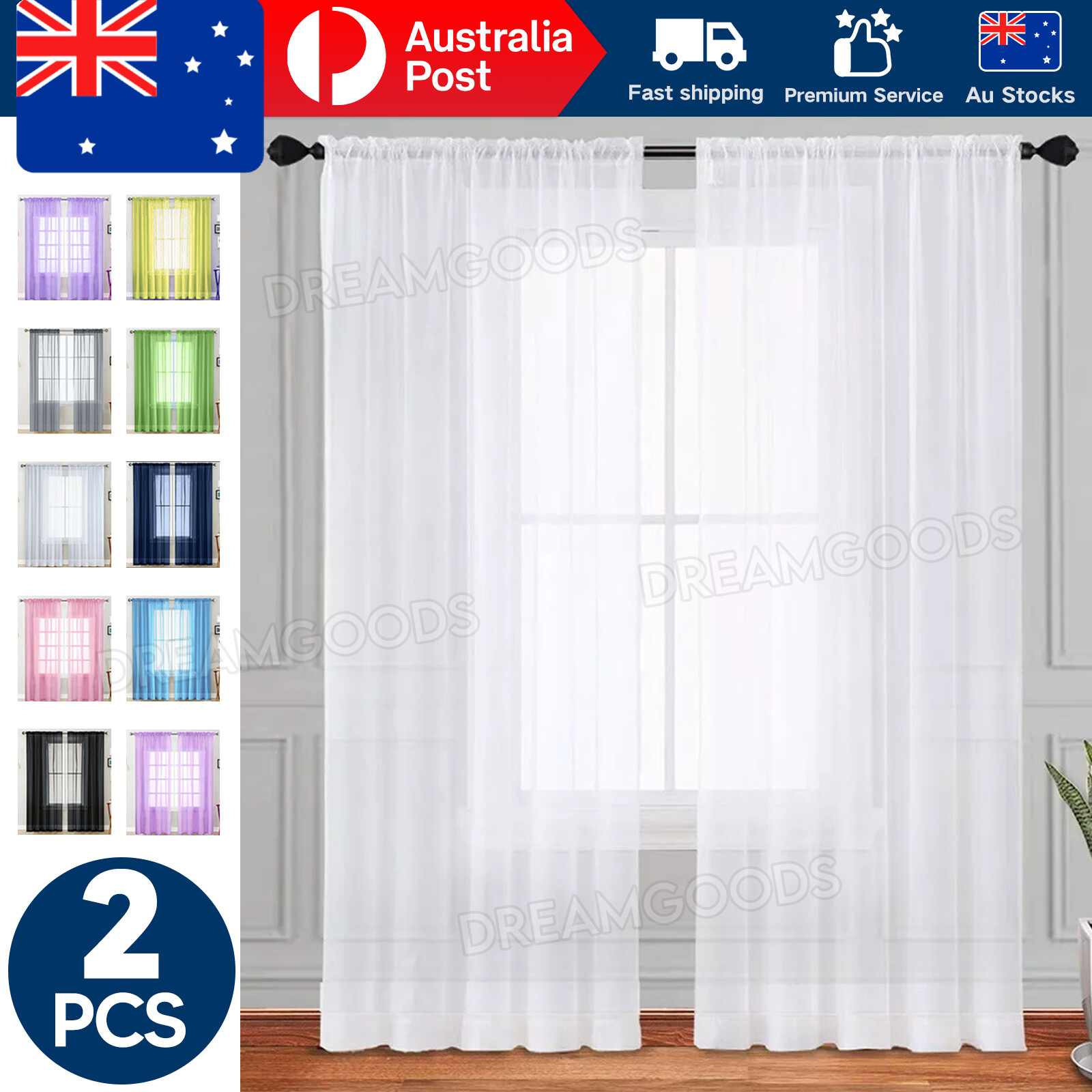 2 Panel Sheer Voile Window Curtains Rod Pocket White Bedroom 140cmx213cm 2PCS