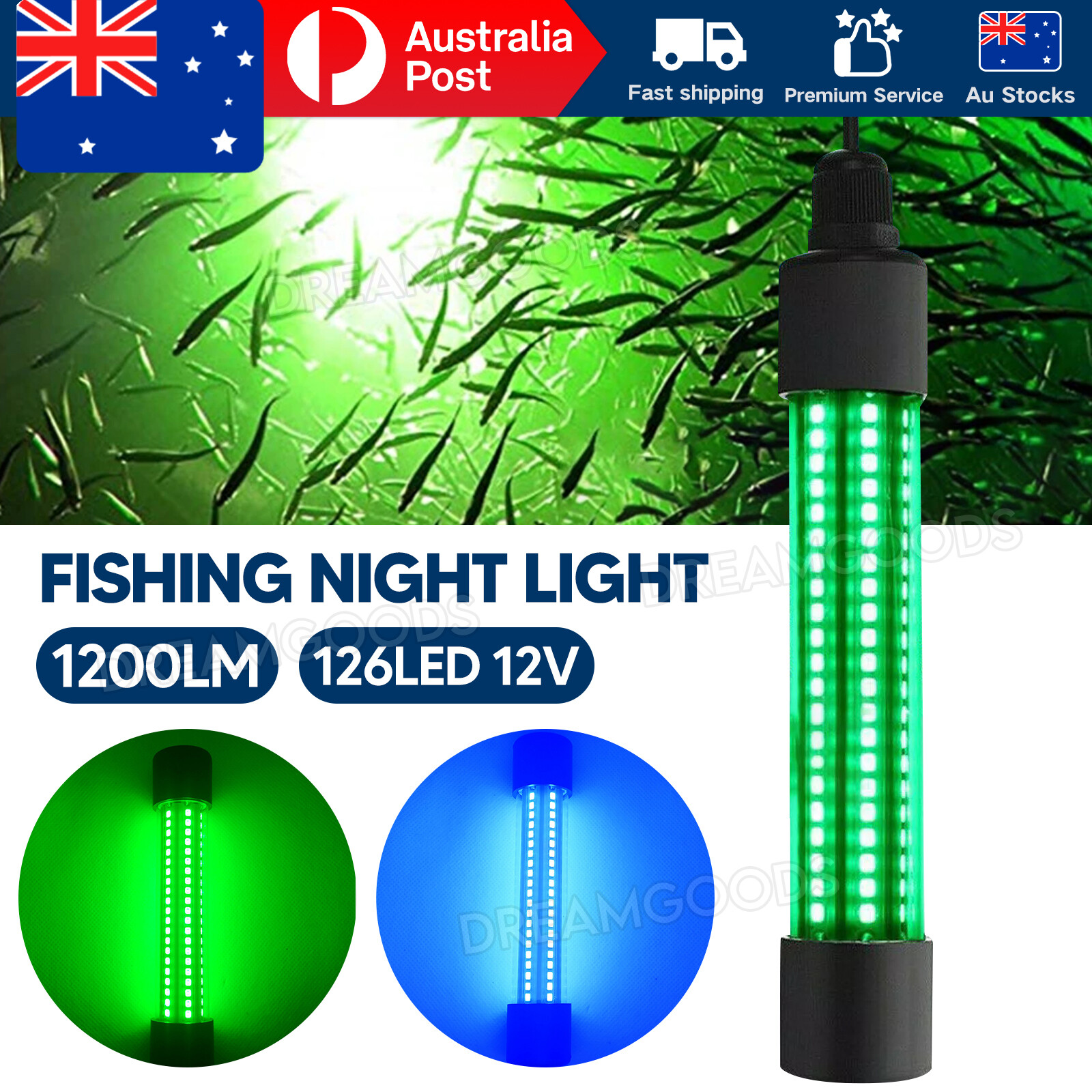 126 LEDs 13W 1200LM Blue IP68 Waterproof Submersible Underwater Fishing Light