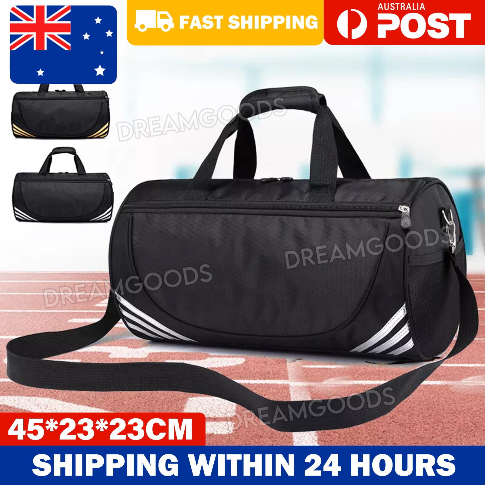 Waterproof Nylon Travel Duffle Bag Silver Sports Zip Men Outdoor Large Size