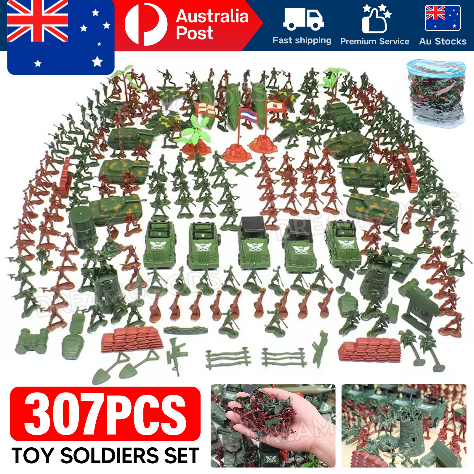 307PCS Toy Soldiers Army Men Plastic Military Model Figures Playset Toys green
