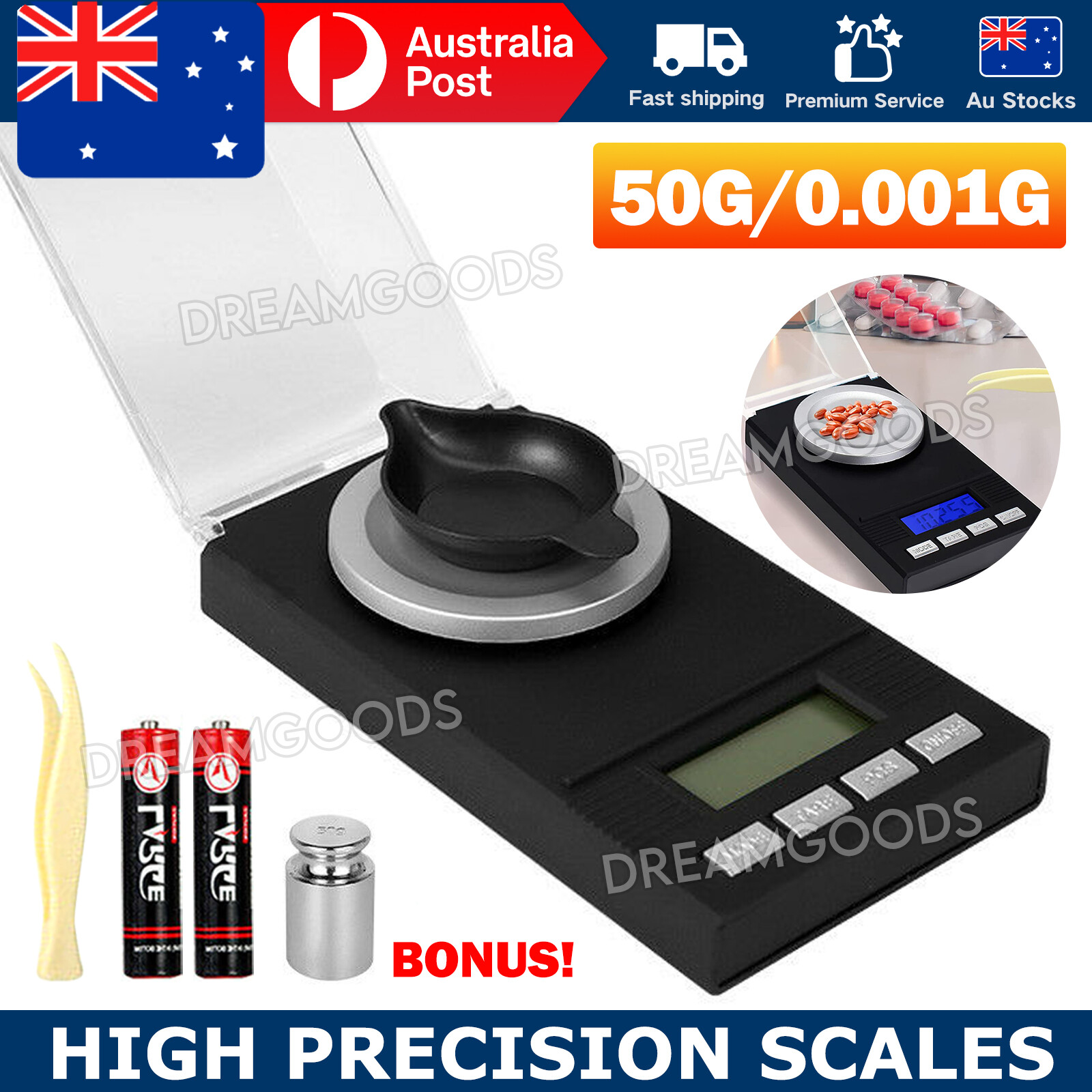 Digital Micro Scale 50g/0.001g 0.001g Black LCD Display Jewellery Gold Diamond