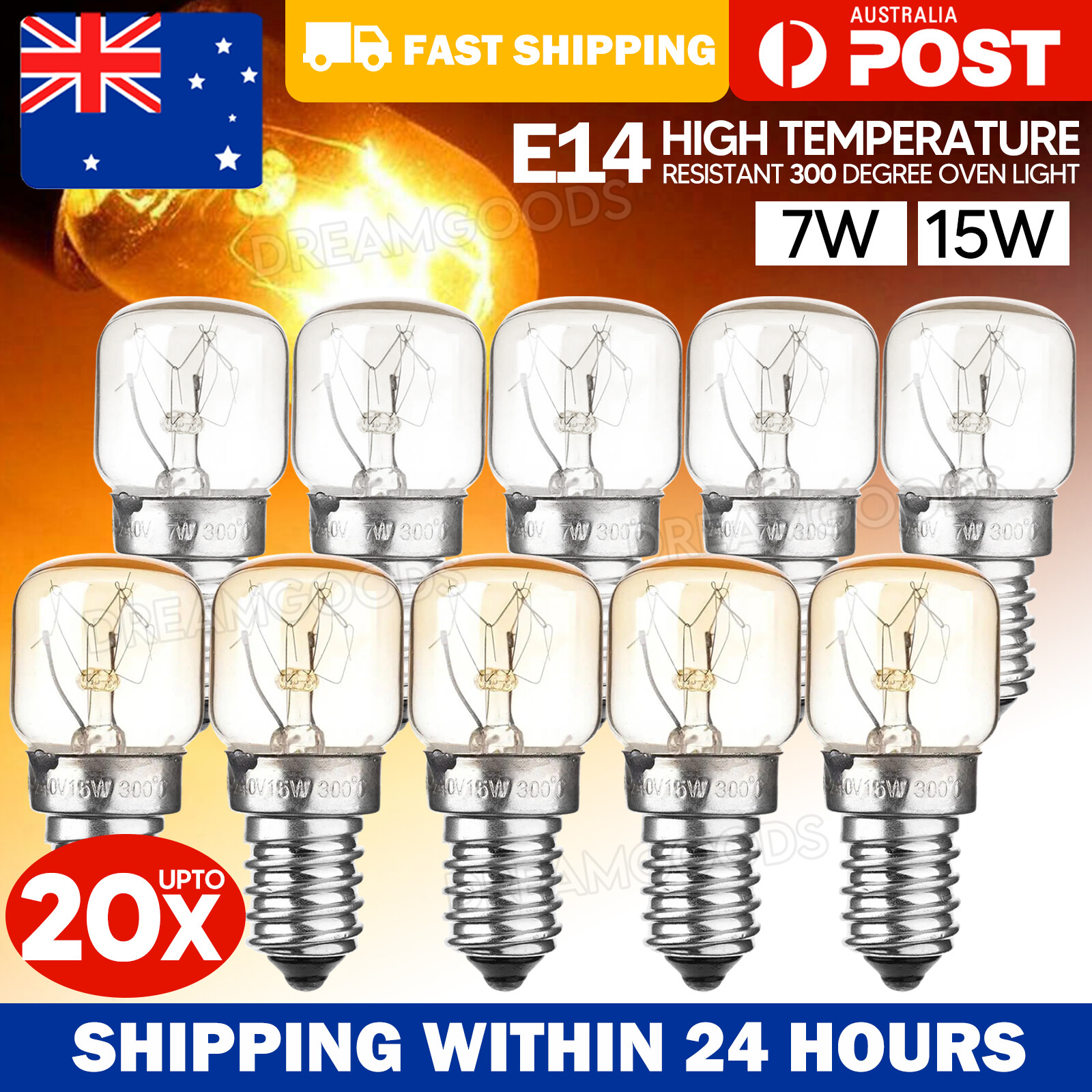 Himalayan Salt Lamp Globe Bulb E14 7W/15W Heat Resisting 10/20Pcs 48x22MM AU