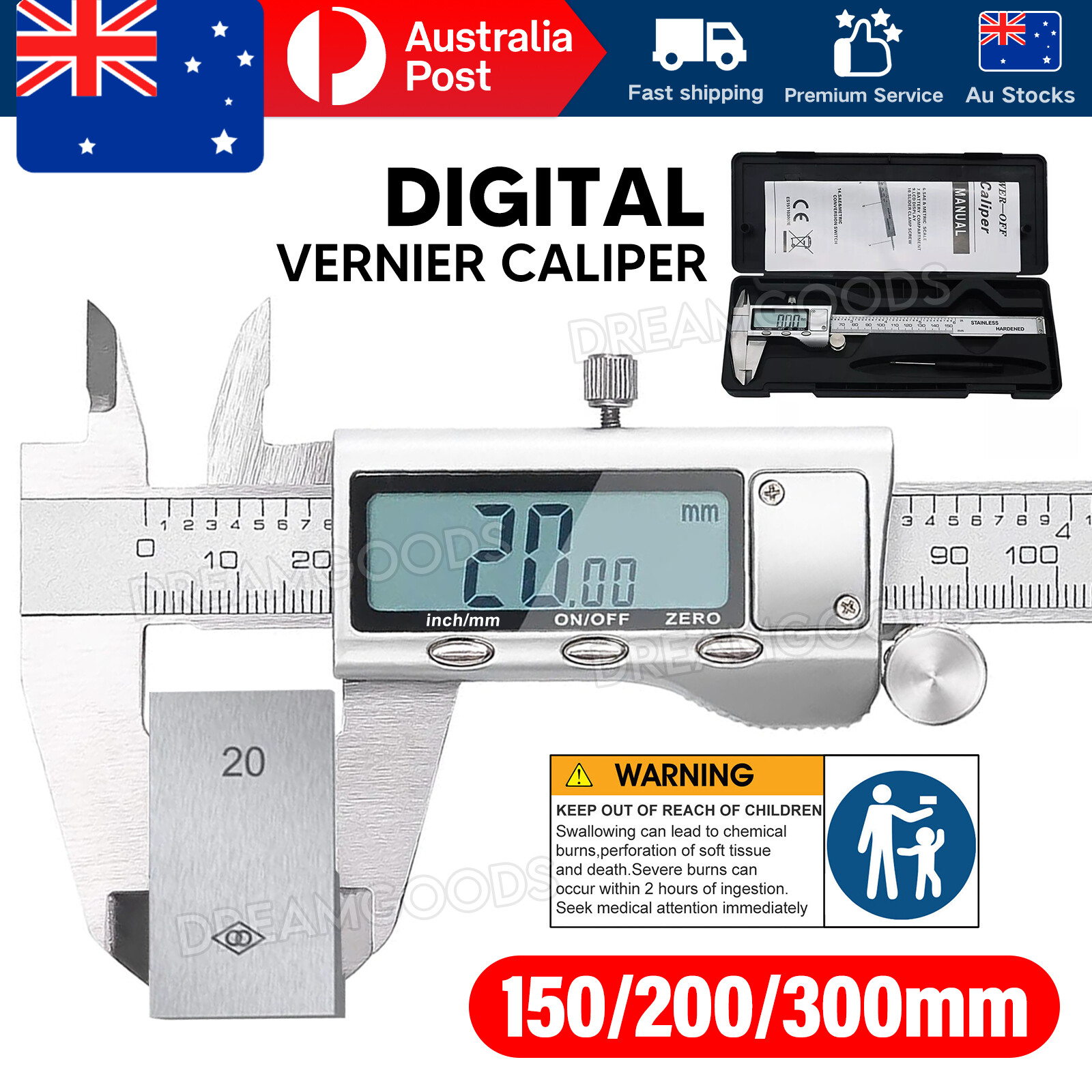 Digital LCD Vernier Caliper 0-150mm 150mm Stainless Steel Micrometer 0.01mm