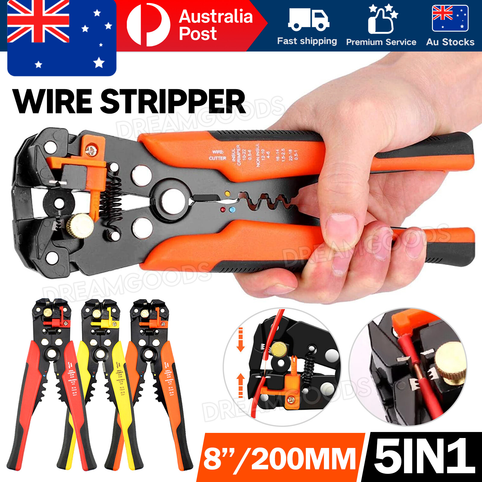 Automatic Electrical Wire Stripper Cutter Pliers Cable Crimper Terminal Orange