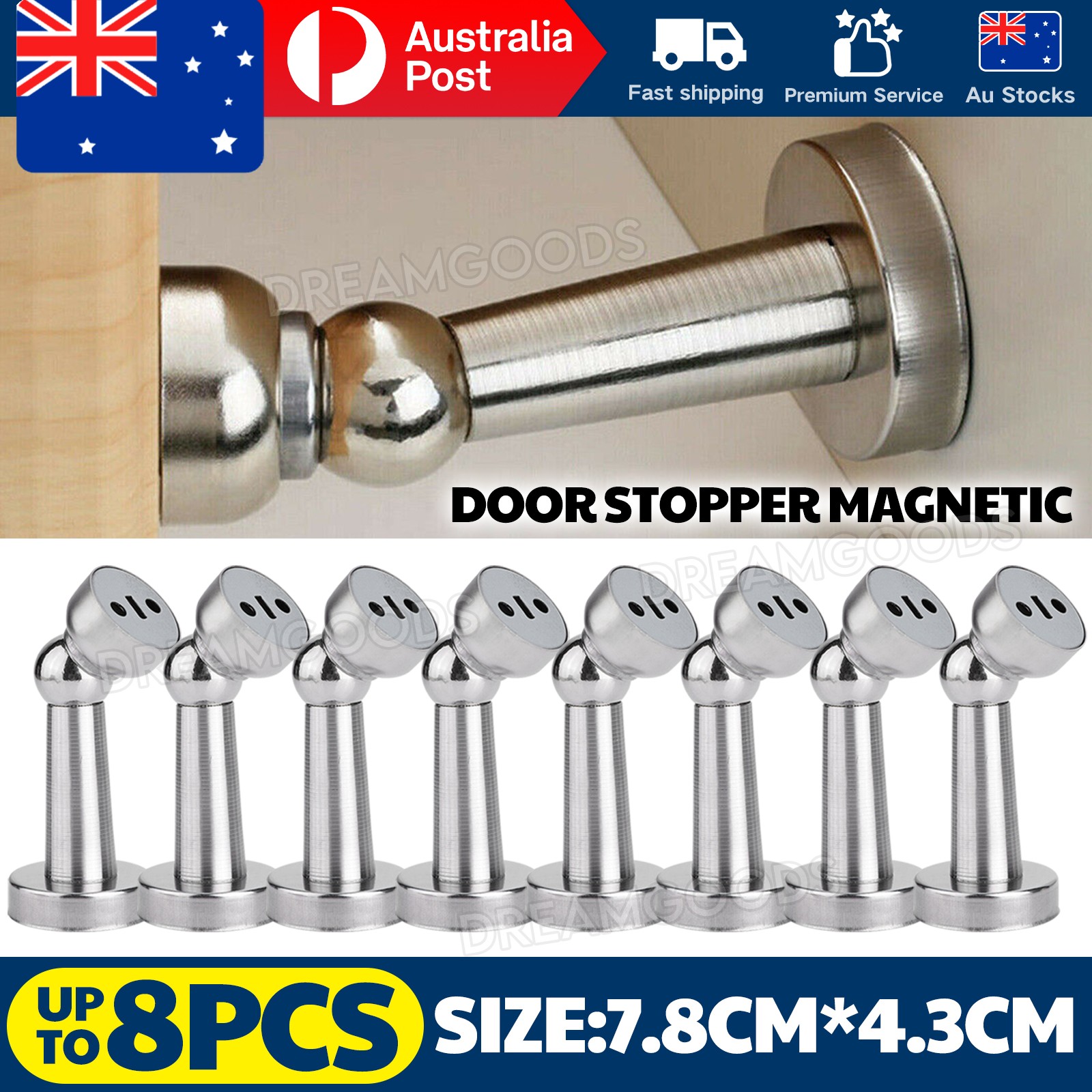 2PCS Stainless Steel Strong Magnetic Stopper Mounted Silver 7.8x4.3CM Modern