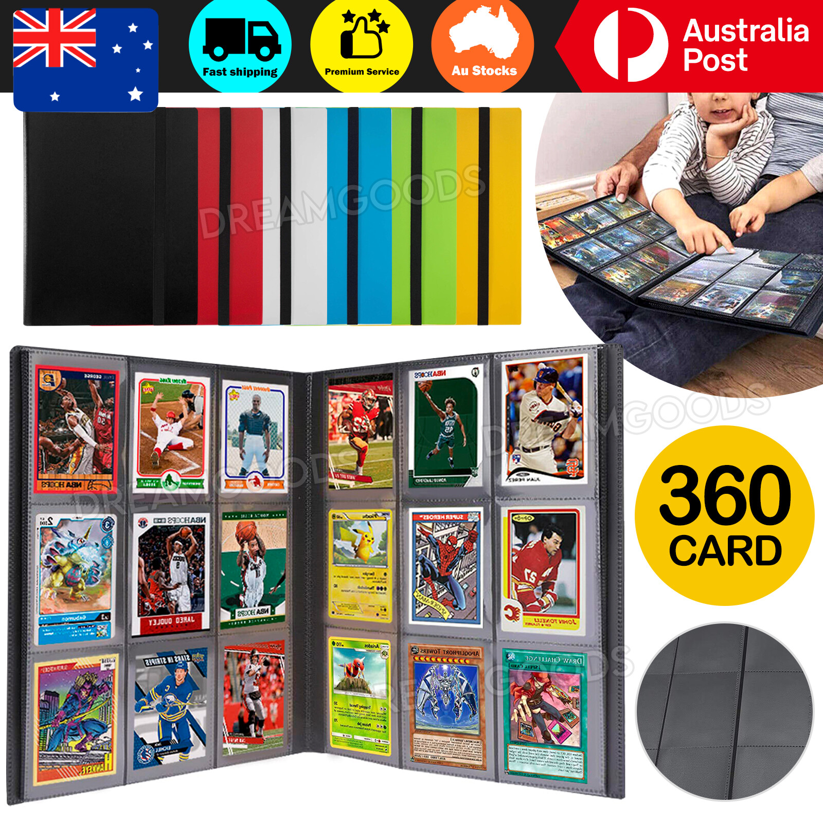 360 Cards 9-Pocket Trading Card Binder Album 20 Pages Waterproof Black Zip PP