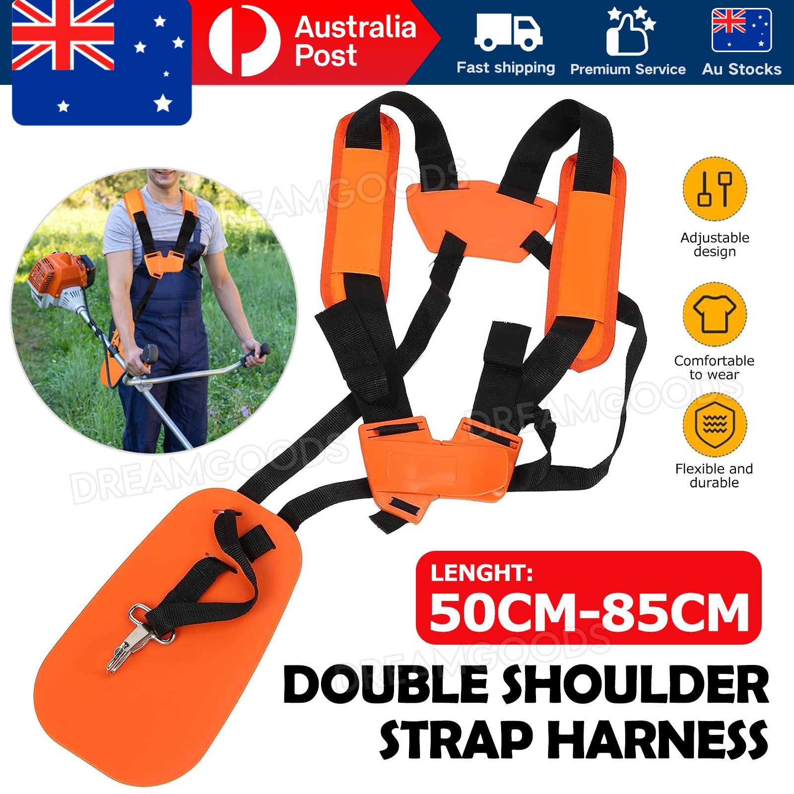 Universal Double Shoulder Harness Brushcutter Trimmers FS56-FS550 50-85CM Orange