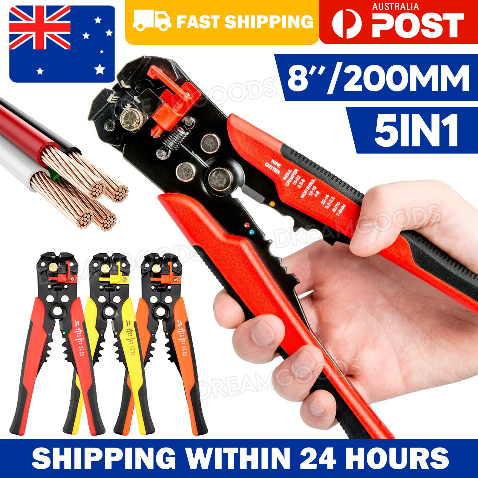 Automatic Wire Stripper Cutter Pliers Cable Crimper Orange High Quality-5in1