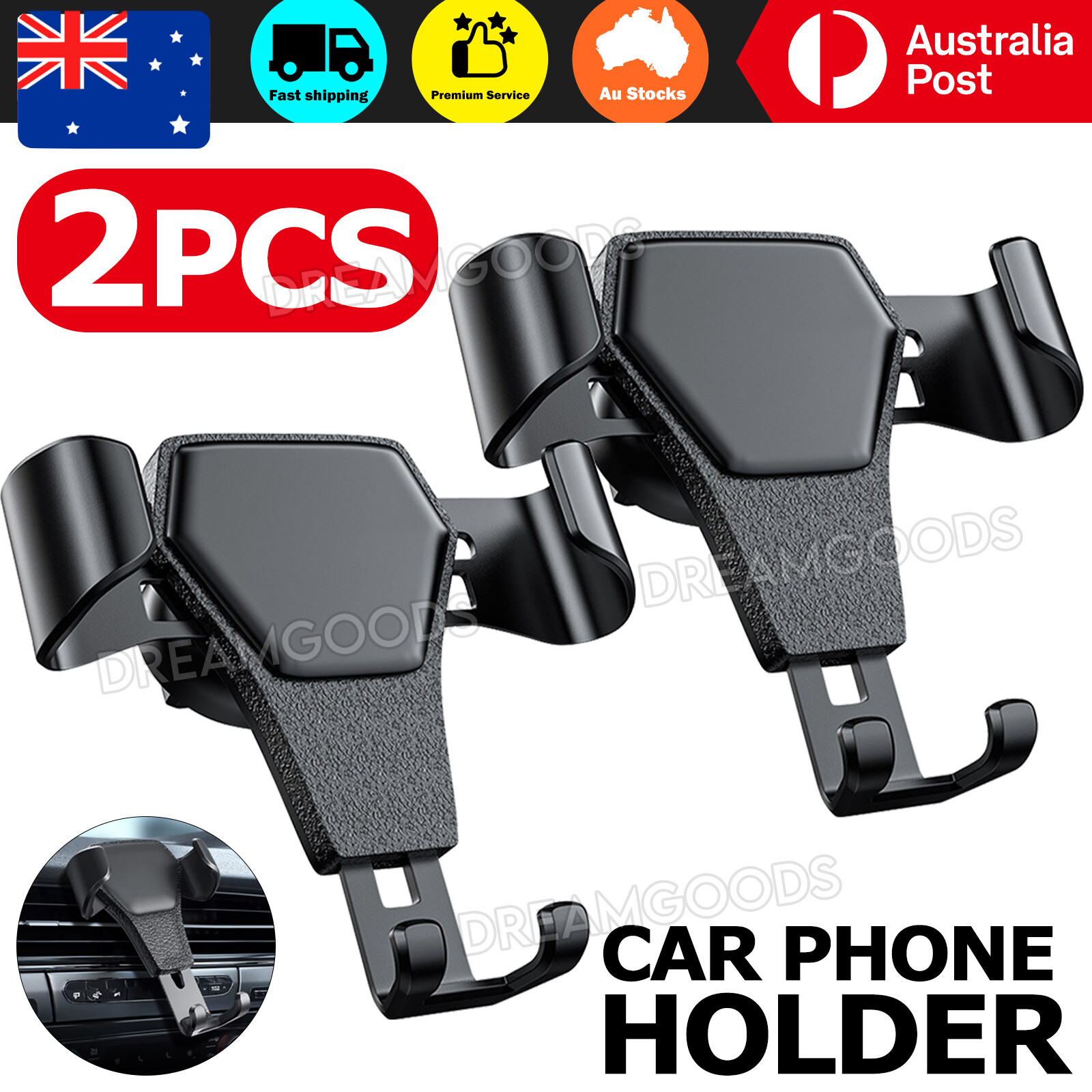 Universal Gravity Car Air Vent Holder Clip Black Adjustable Angle Mobile Phone
