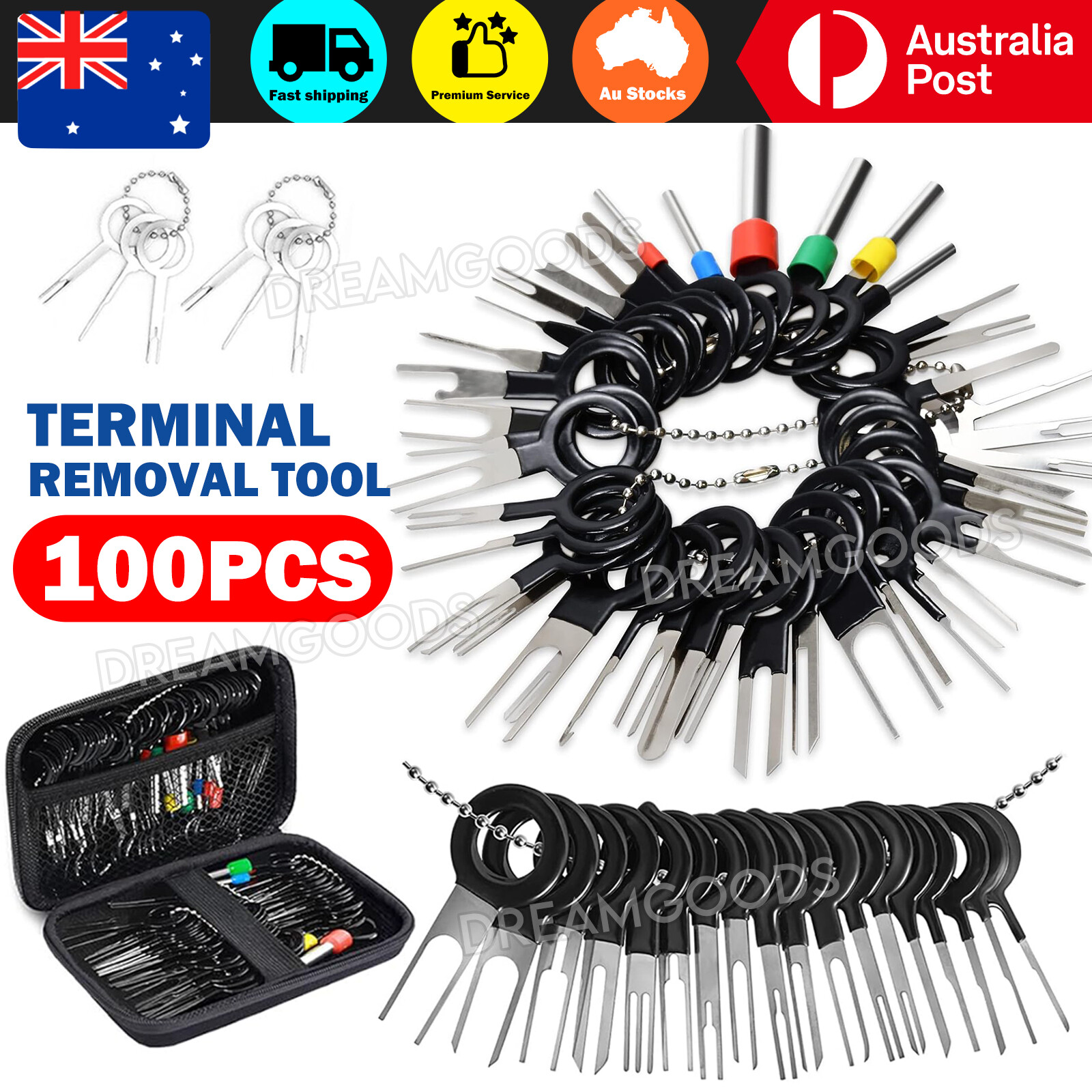 100Pcs Car Terminal Removal Tool Kit Wire Harness Plug Connector Pin Extractor
