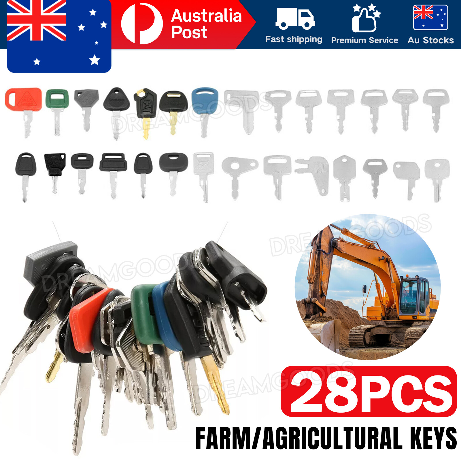 28KEY SET Excavator Plant Digger Master Keys BOBCAT KUBOTA HITACHI JCB KOMATSU