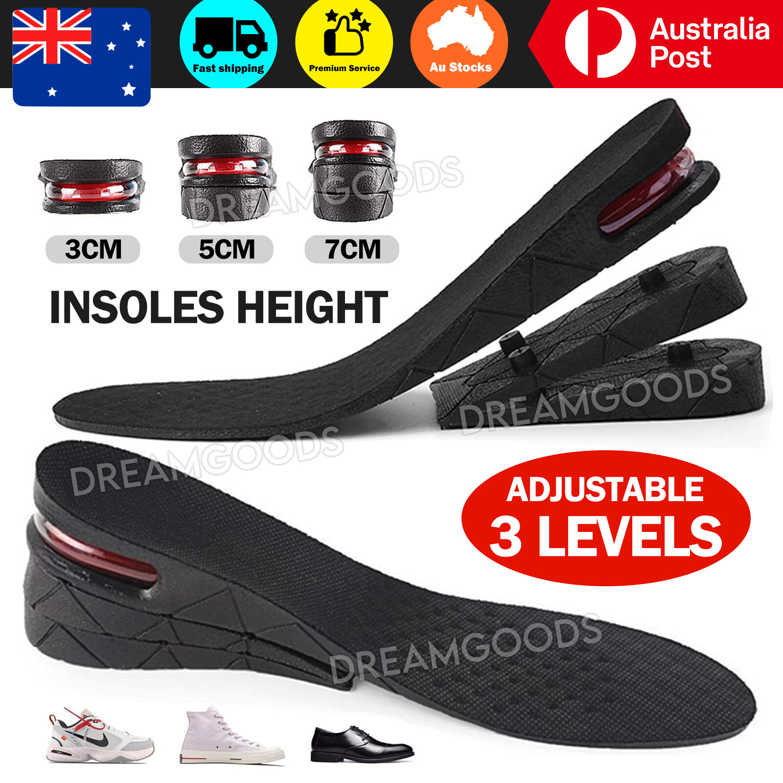 Shoes Insoles Air Cushion Height Increase Heel Gel Inserts Taller Lifts Pad 7cm