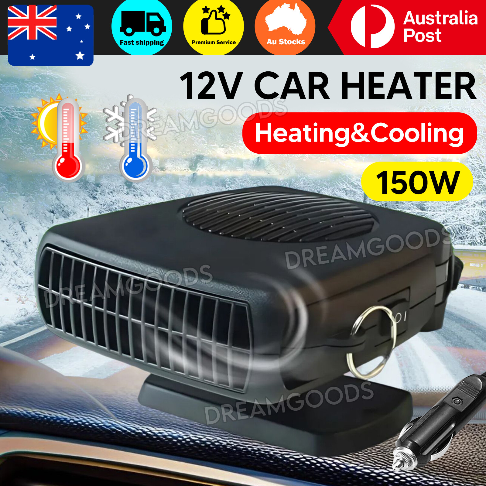 Portable Car Heater Fan Defroster Demister 12V Vehicle Cigarette Lighter Socket