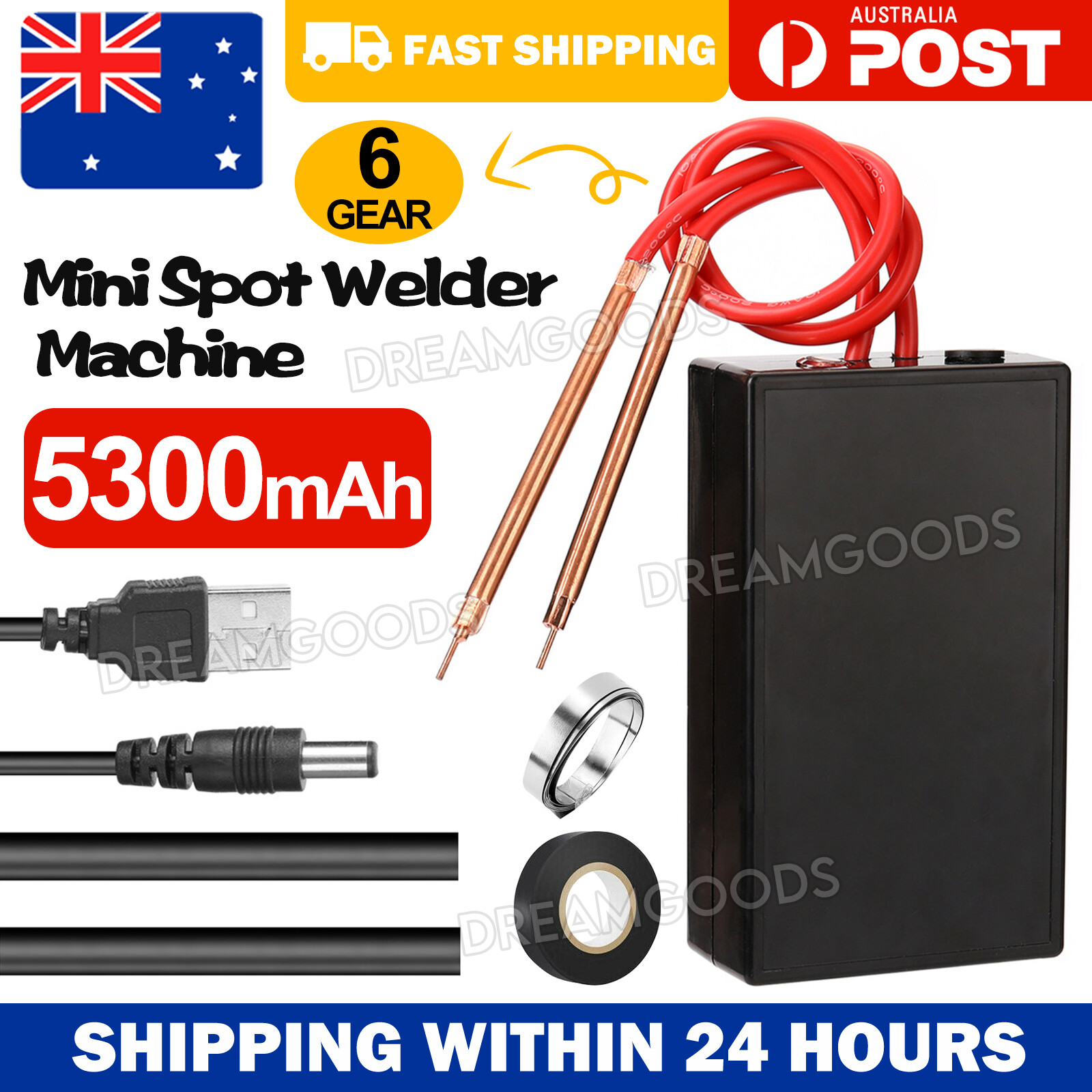 Mini Portable DIY Spot Welder Machine 5300mAh Black 6 Gears Lithium Battery