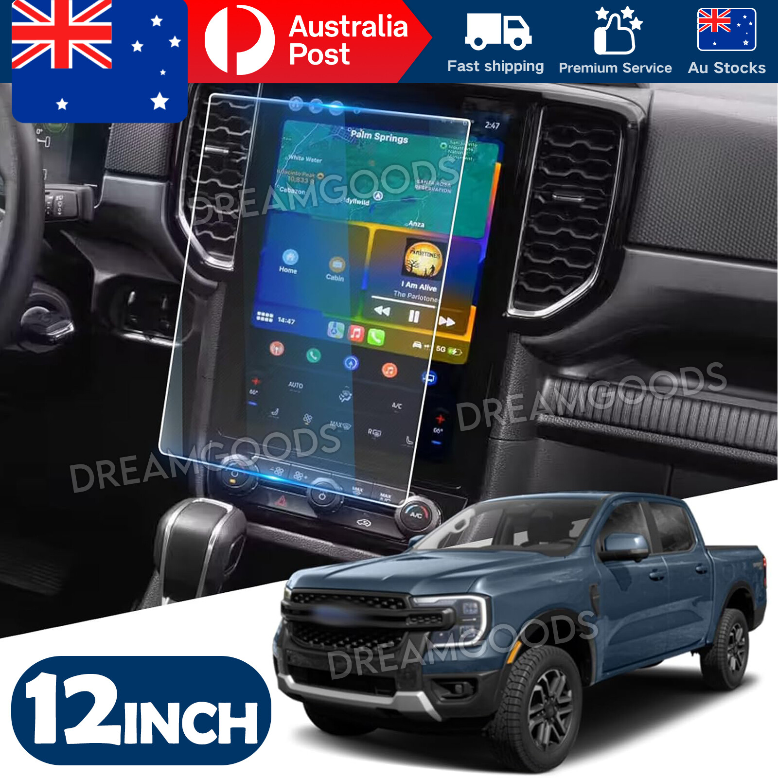 Ford Ranger Next Everest 12 inches Navigation Screen Protector 9H Tempered Glass