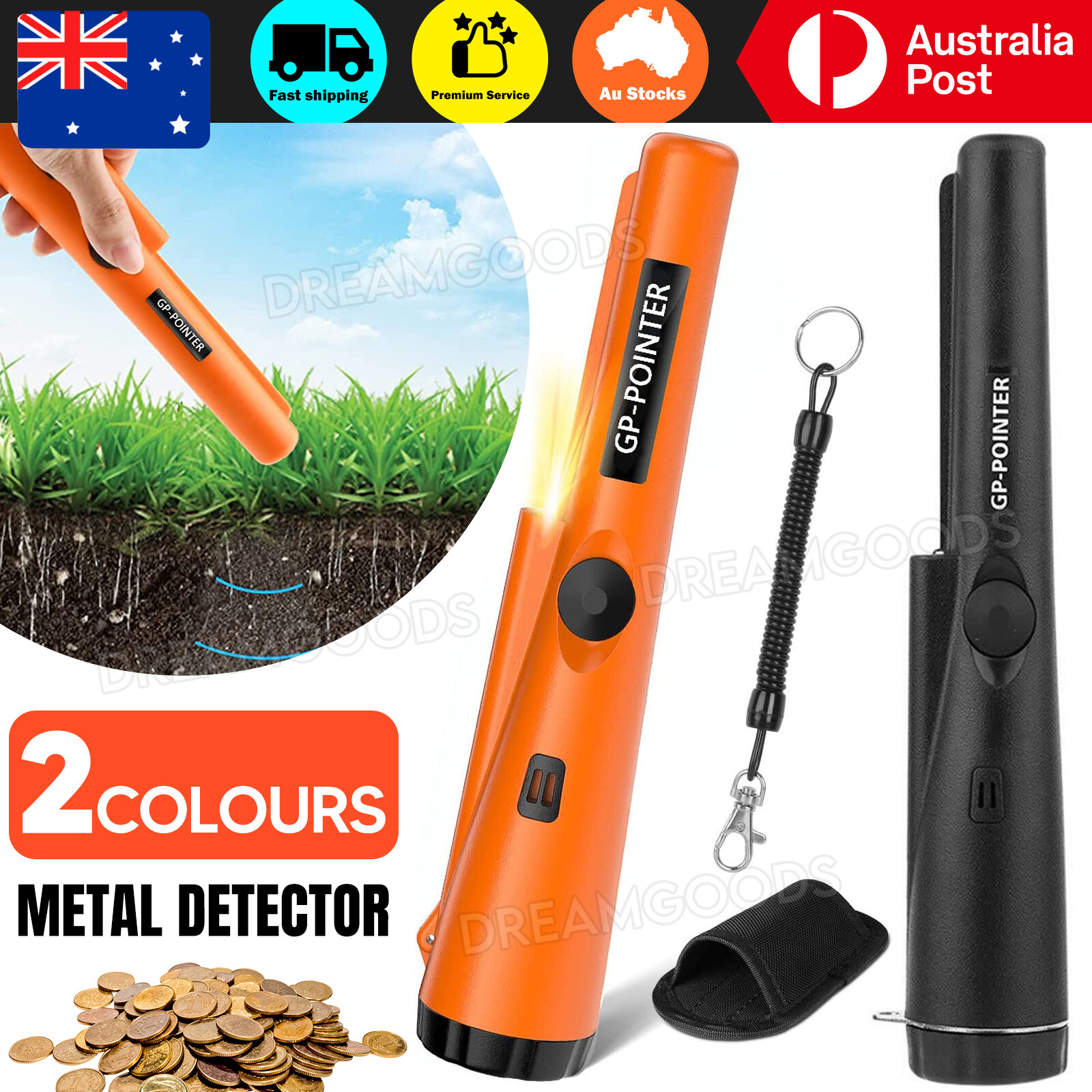 GP-POINTER Metal Detector Pinpointer Waterproof Gold HandHeld 22.9 cm/9 in Black