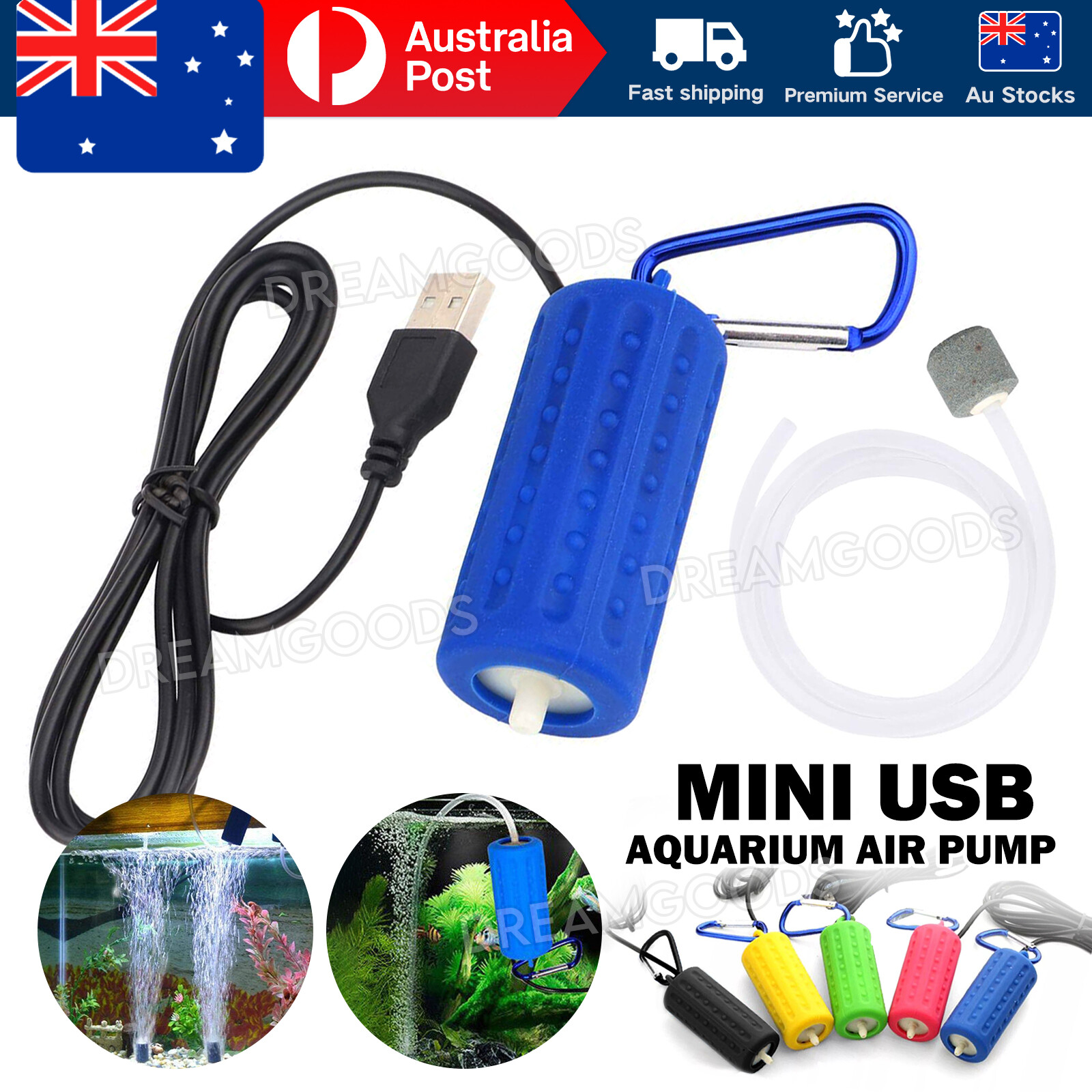 USB Aquarium Air Pump Fish Tank Oxygen 1W 5V Silent Portable Dark Blue 7x3CM