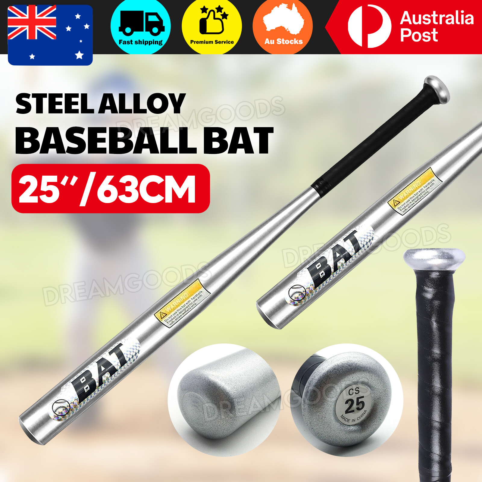 Steel Alloy Baseball Bat 25in. Silver Lightweight Softball Outdoor Sports 63cm