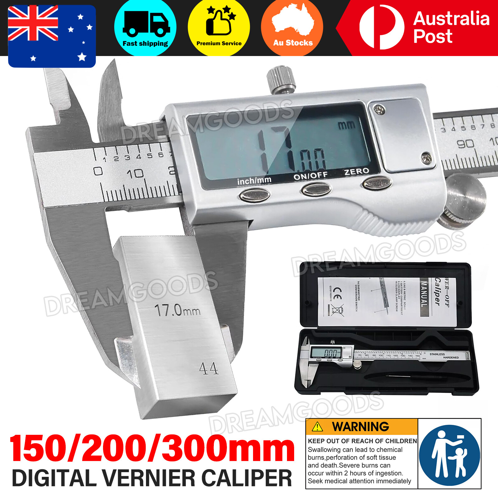 Digital Vernier Caliper Gauge 0-150mm Stainless LCD 0.01mm with Case Screwdriver