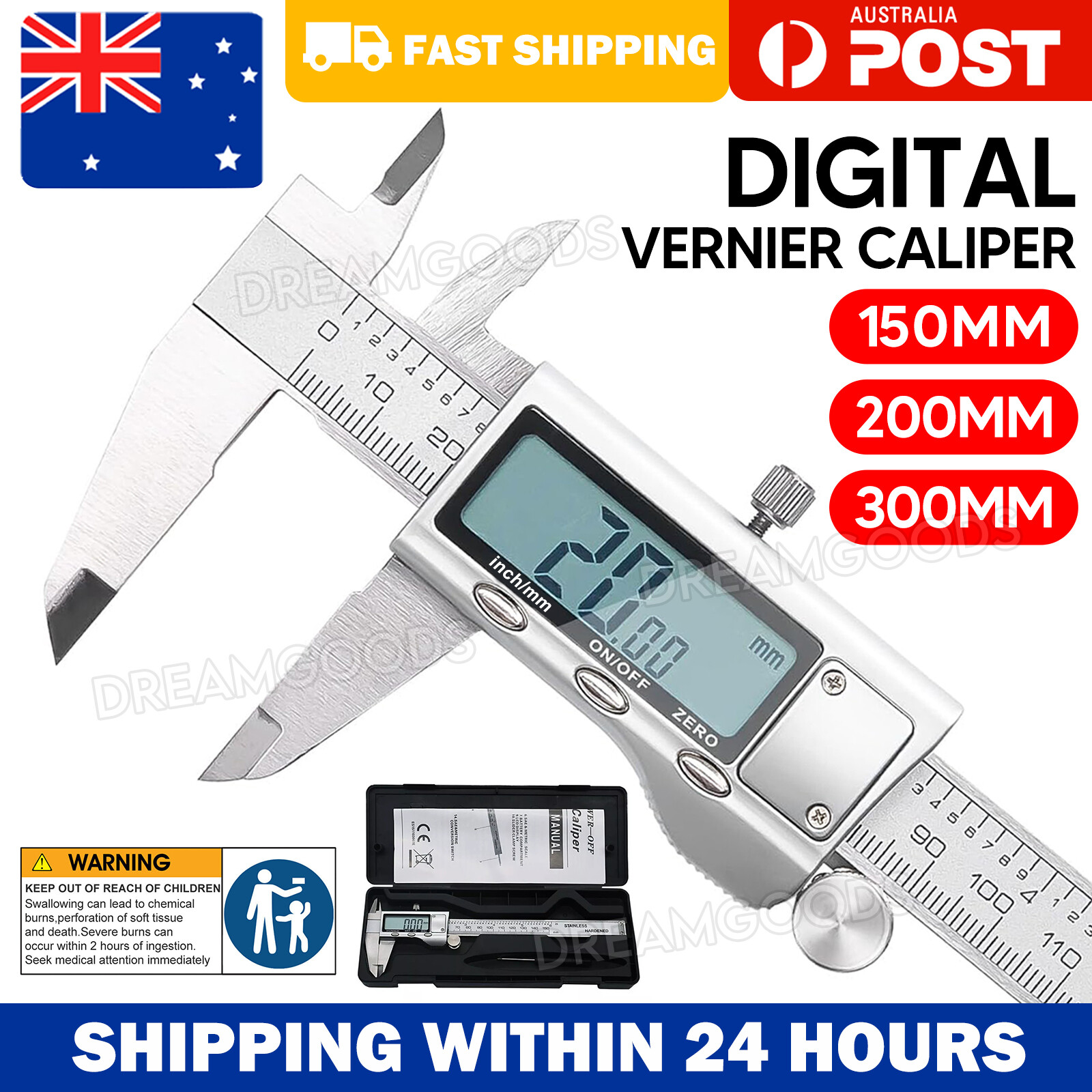 Digital Vernier Caliper 0-150mm Stainless LCD Gauge 0.01mm with Case Portable