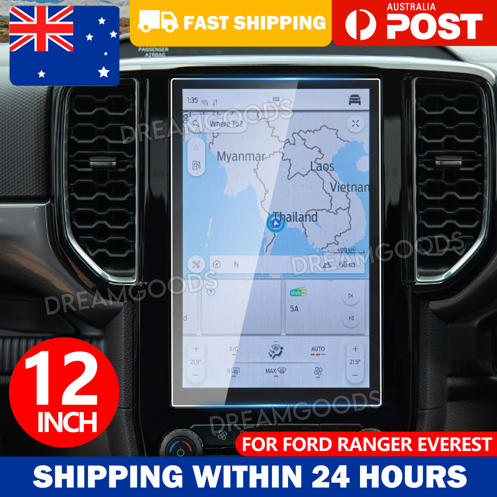 Ford Ranger Everest 12 Screen Protector 9H Tempered Glass GPS Anti-scratch Film