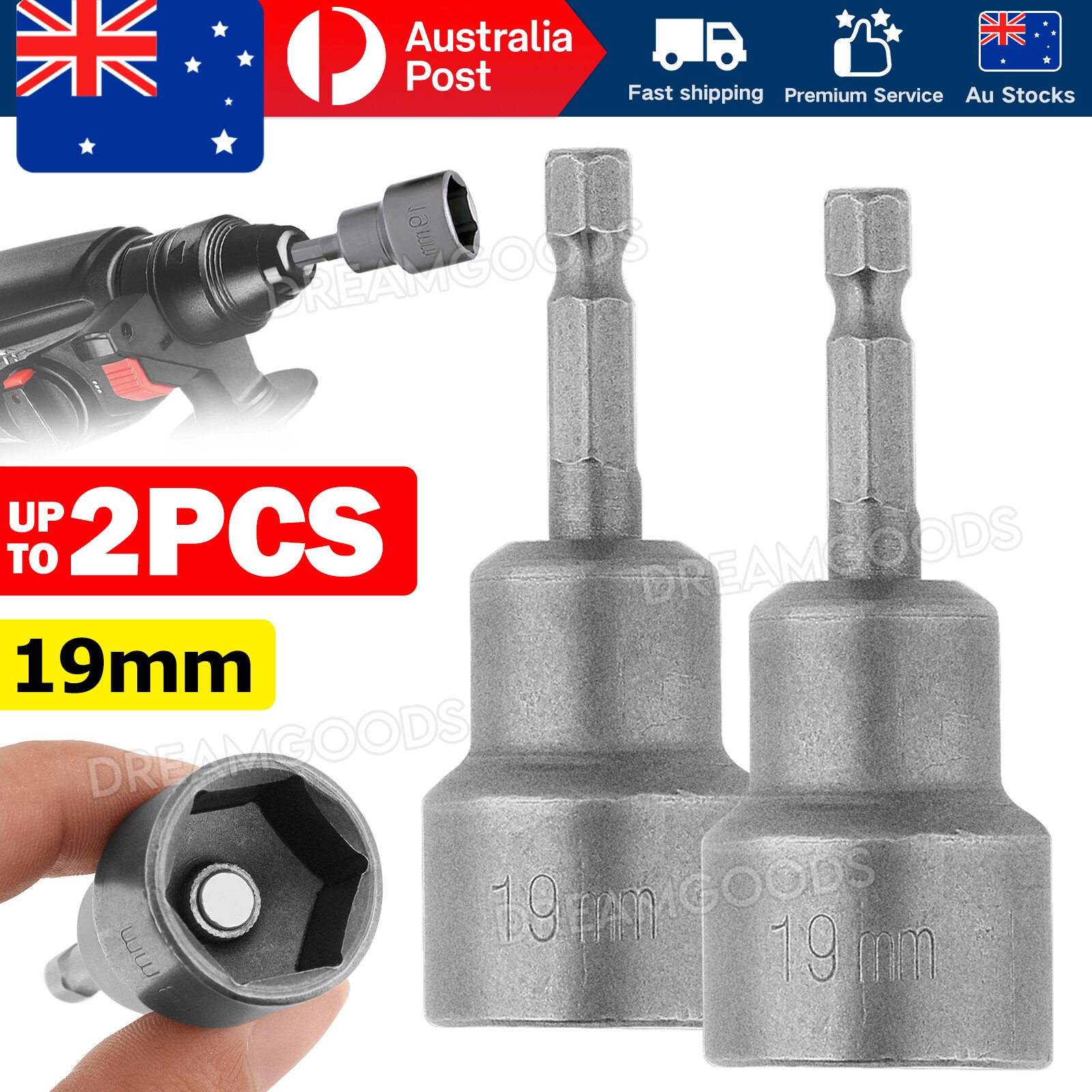 19mm Caravan Winder Magnetic Hexagon Socket Adaptor Drill Impact Driver 65x19MM