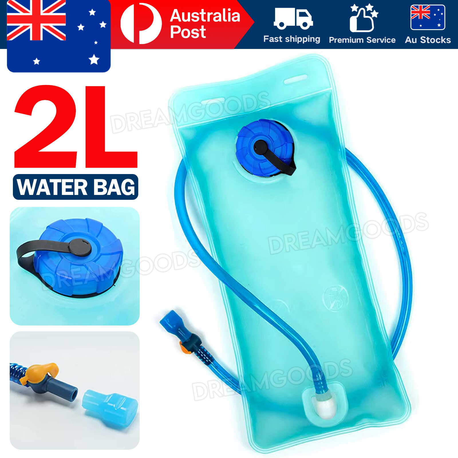 2L Water Bladder Backpack Hydration System TPU Foldable Camping Hiking Bag AU
