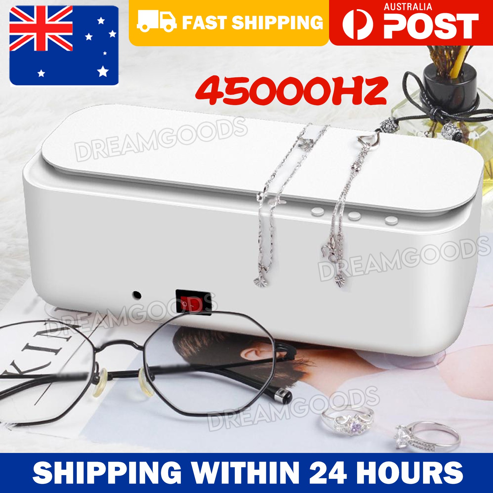 Ultrasonic Cleaner Jewellery Watch Glasses 19x8x7CM White USB Vibration ABS