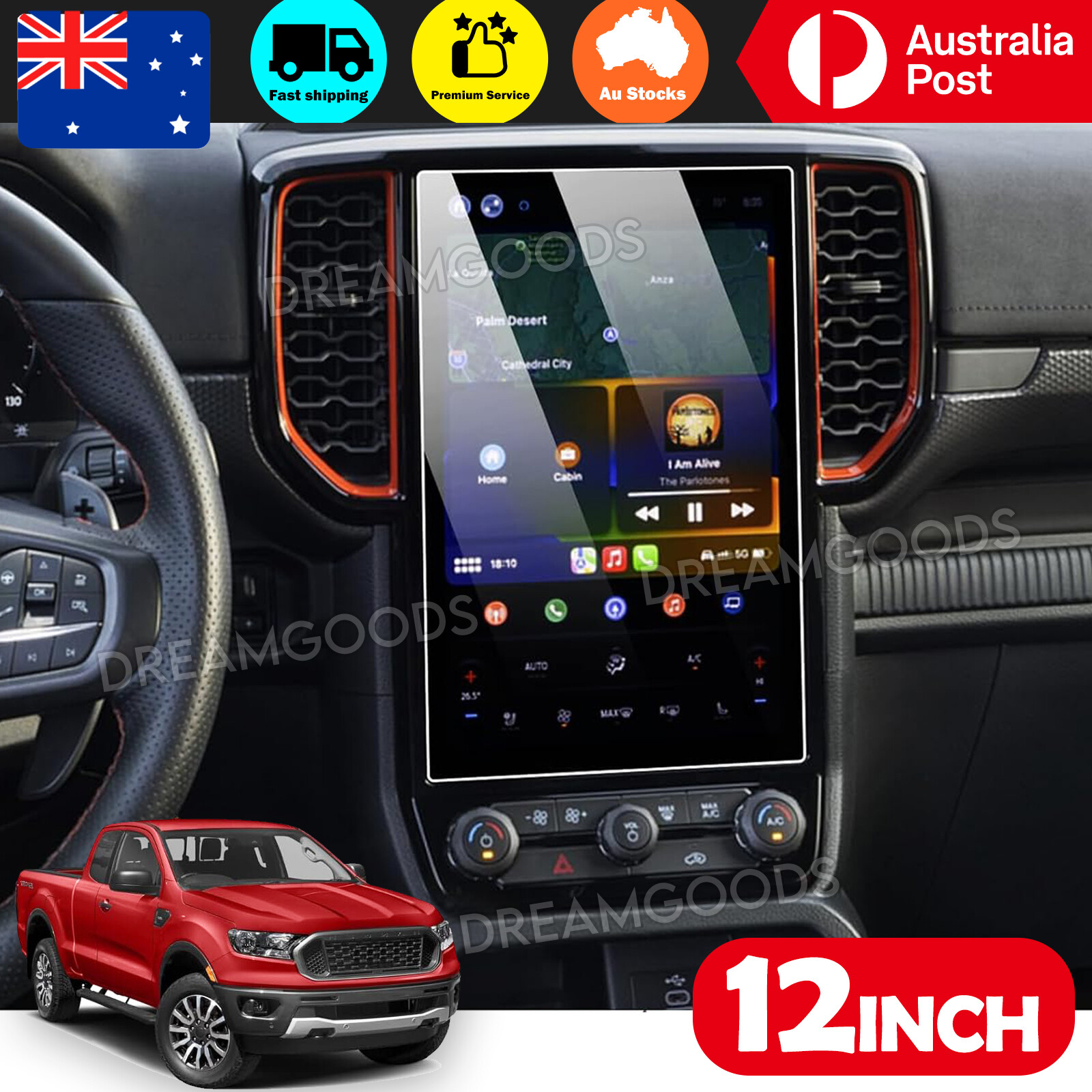 Ford Ranger Next Gen Everest 12 Screen Protector 9H Tempered Glass GPS 2022