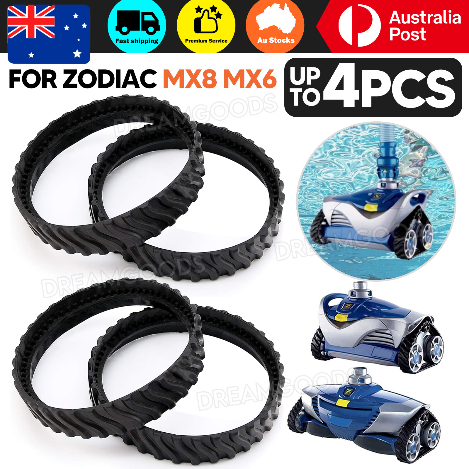 2-4x Tracks Tyres Wheel For Zodiac MX8 MX6 R0526100 Pool Cleaner-Parts 15.8cm